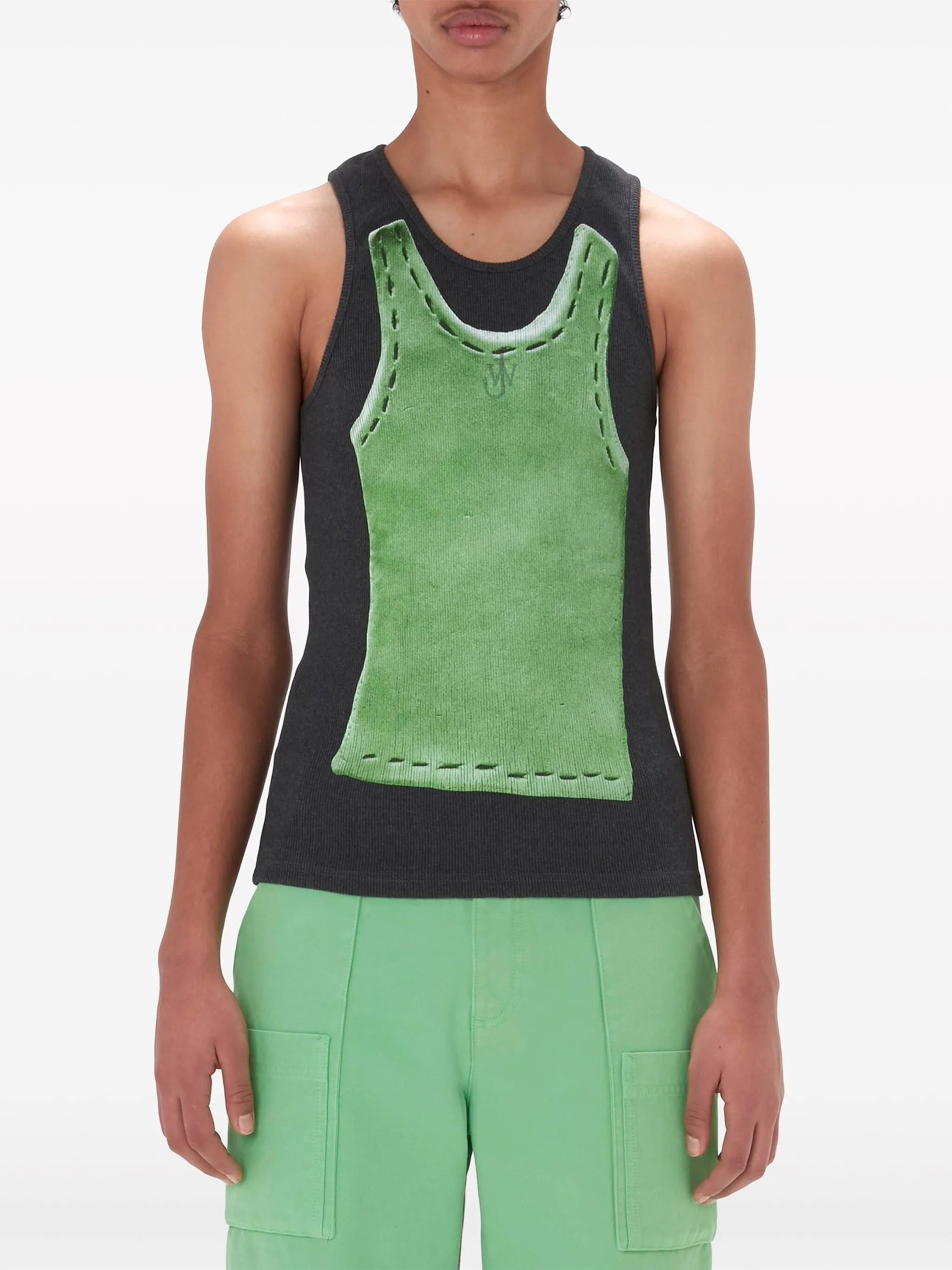 Clay trompe l'oeil-print top