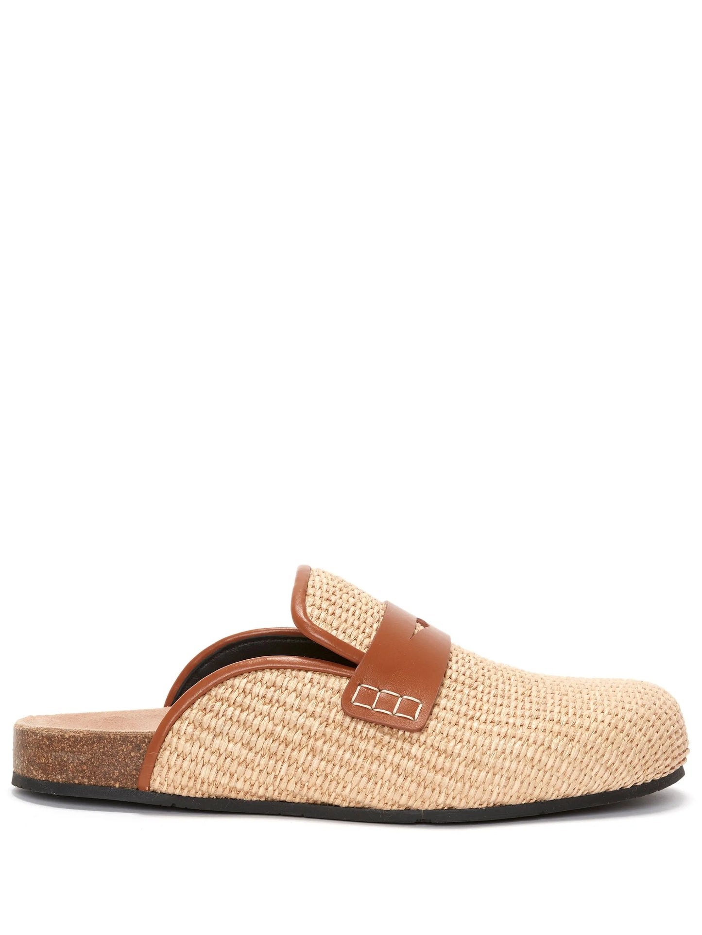 penny-slot raffia mules