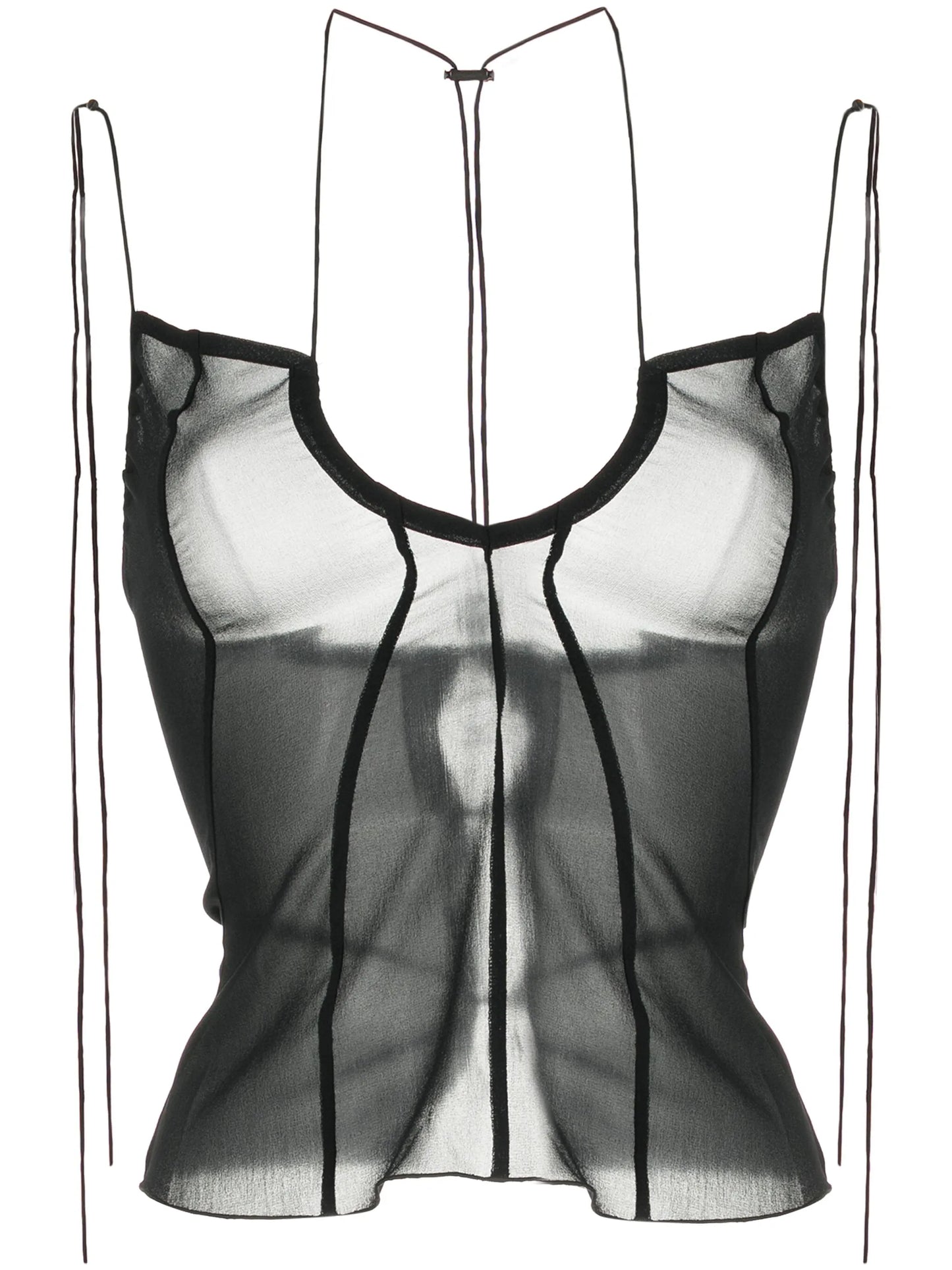 U-plunging stretch-silk top