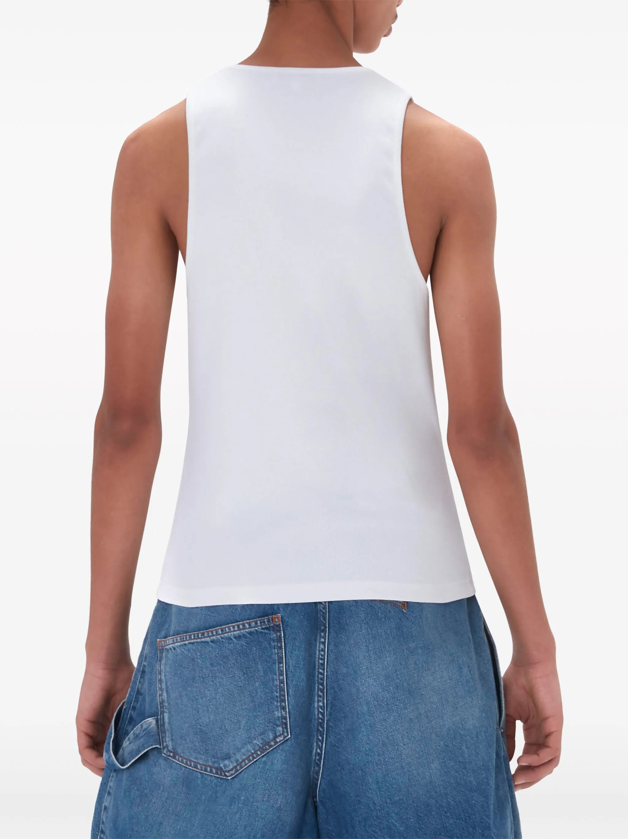 logo-embroidered cotton tank top