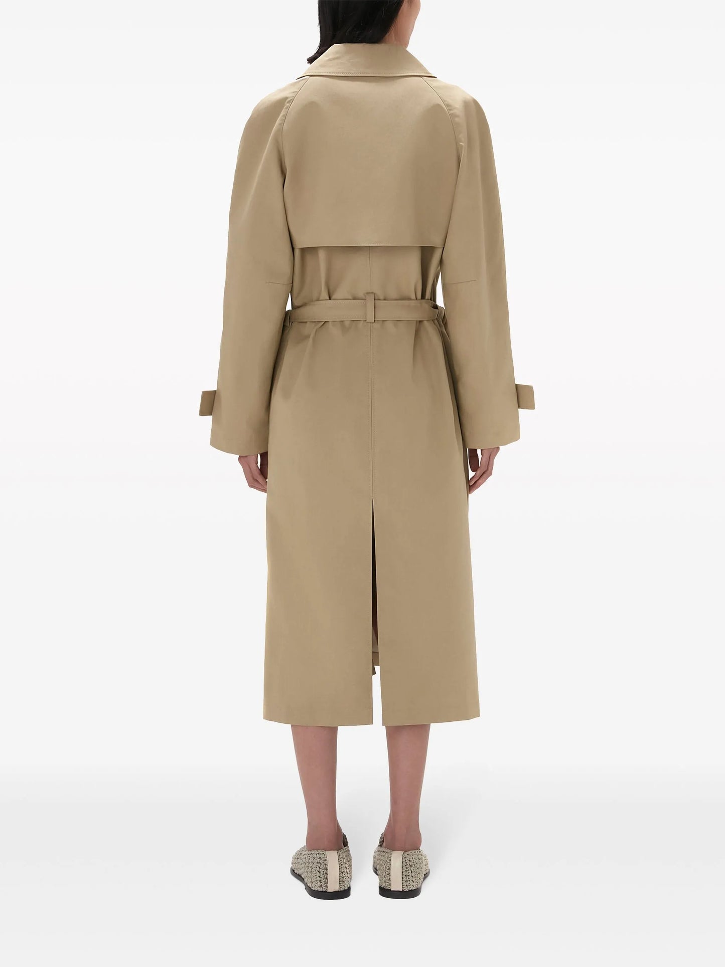 gathered-waist trench coat