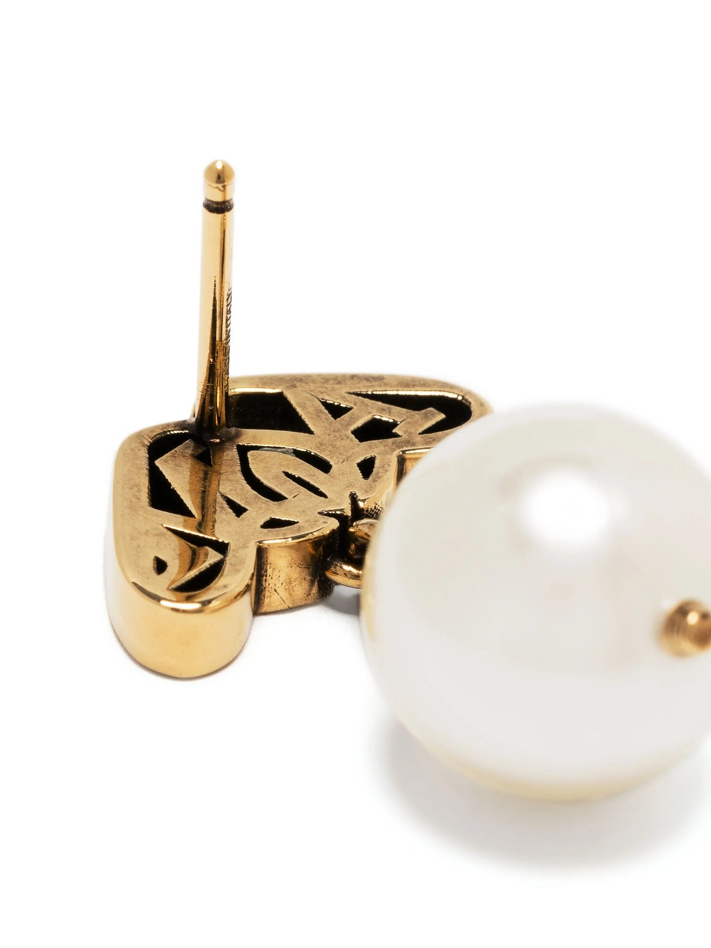 Seal logo-motif pearl earrings