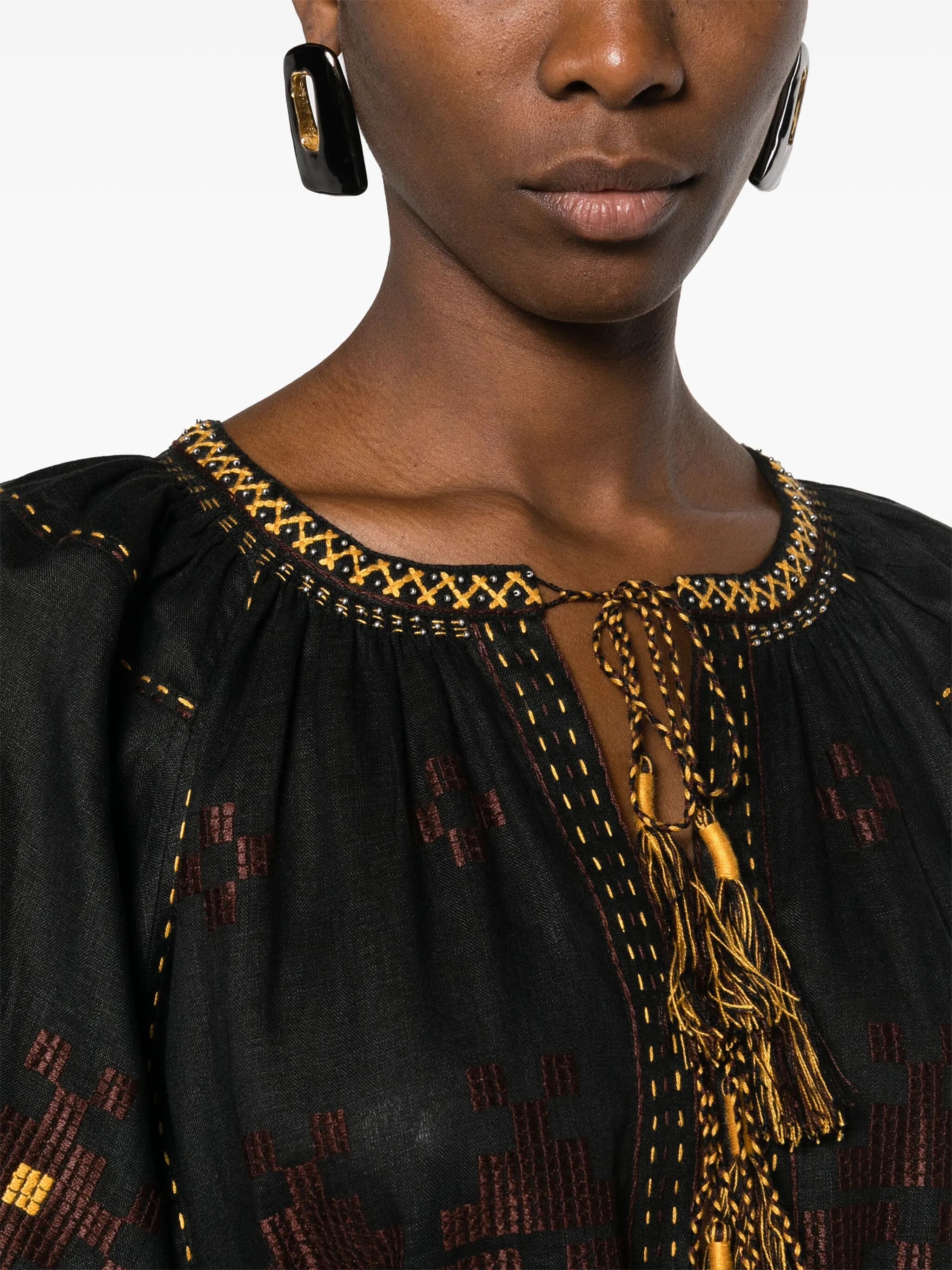 Pixel linen midi dress