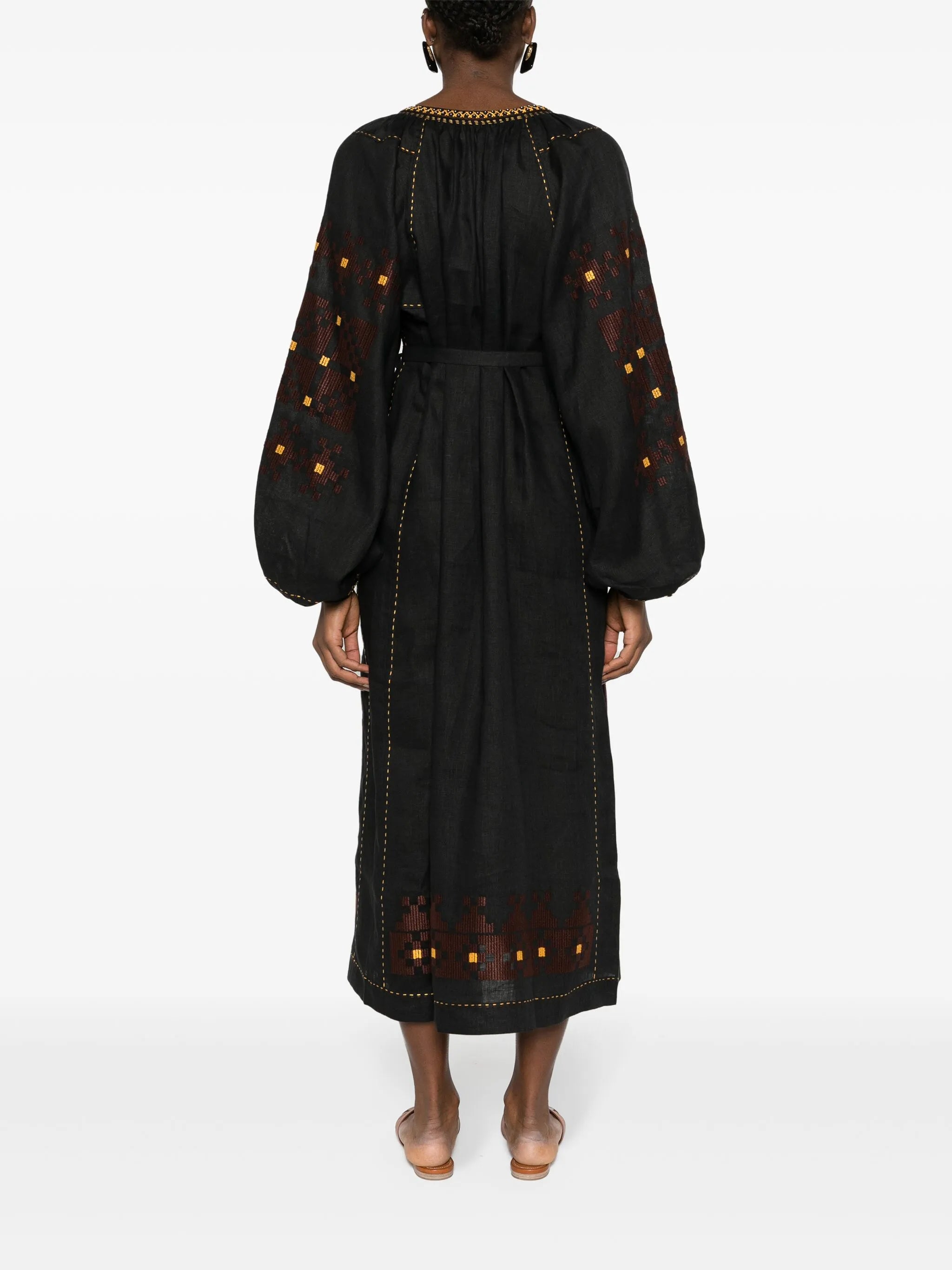 Pixel linen midi dress