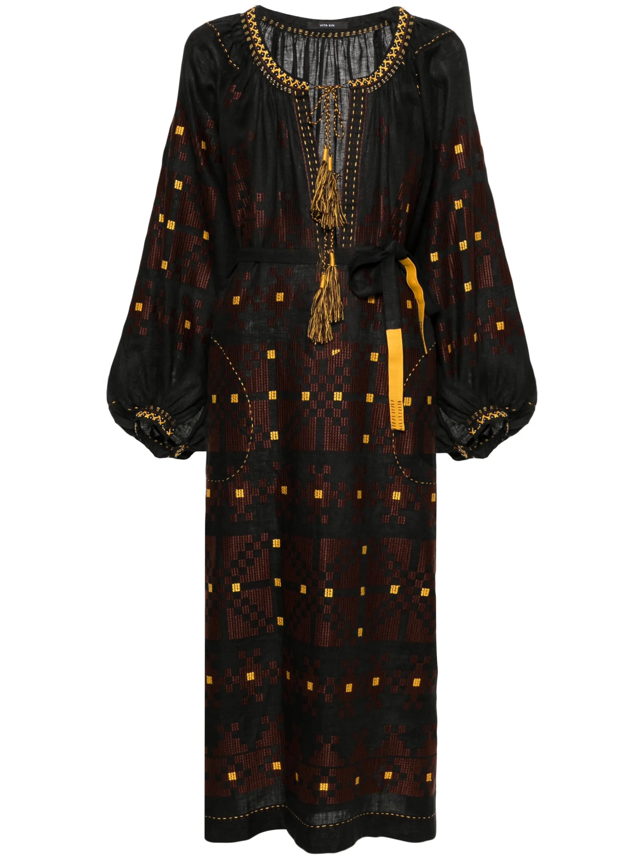 Pixel linen midi dress