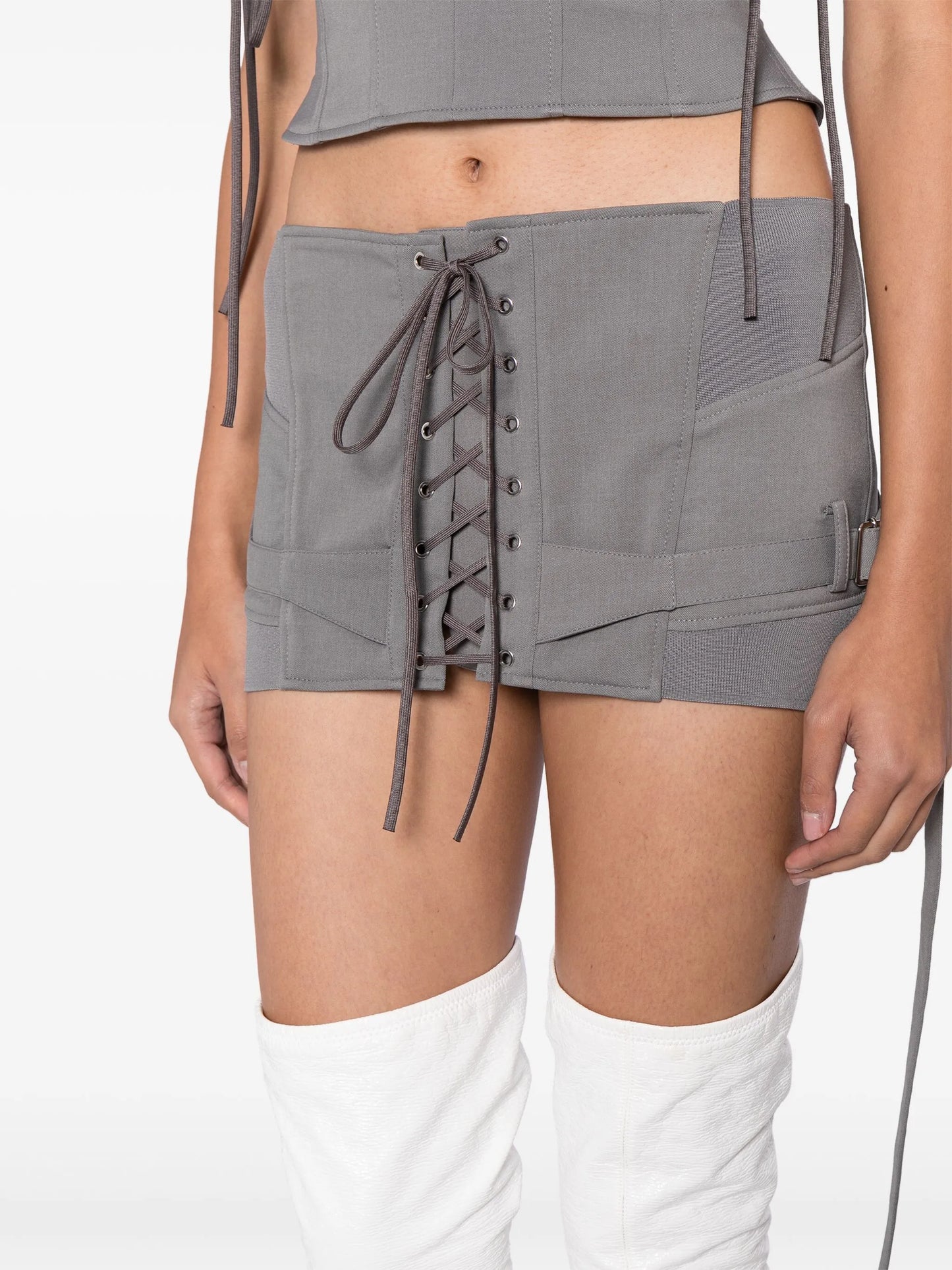 strap-detail lace-up miniskirt
