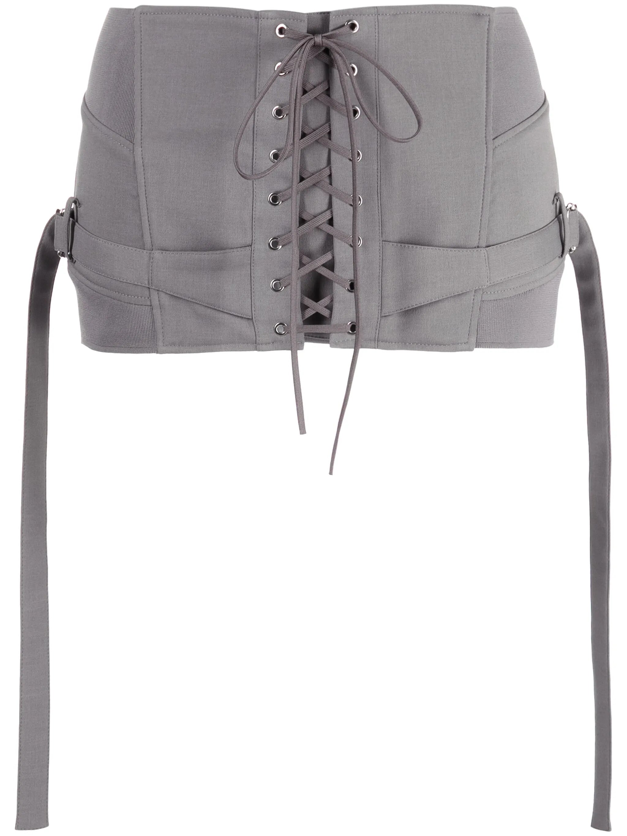 strap-detail lace-up miniskirt