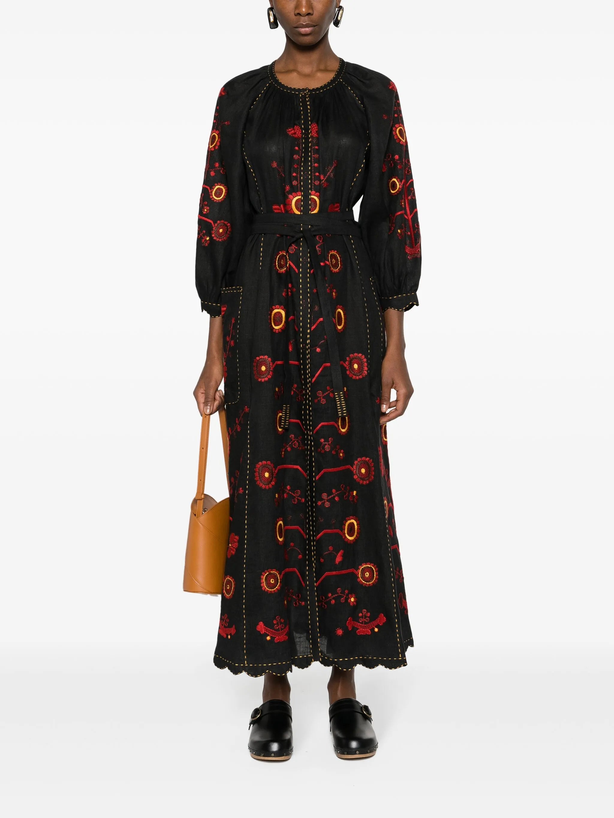 Nathalie linen midi dress