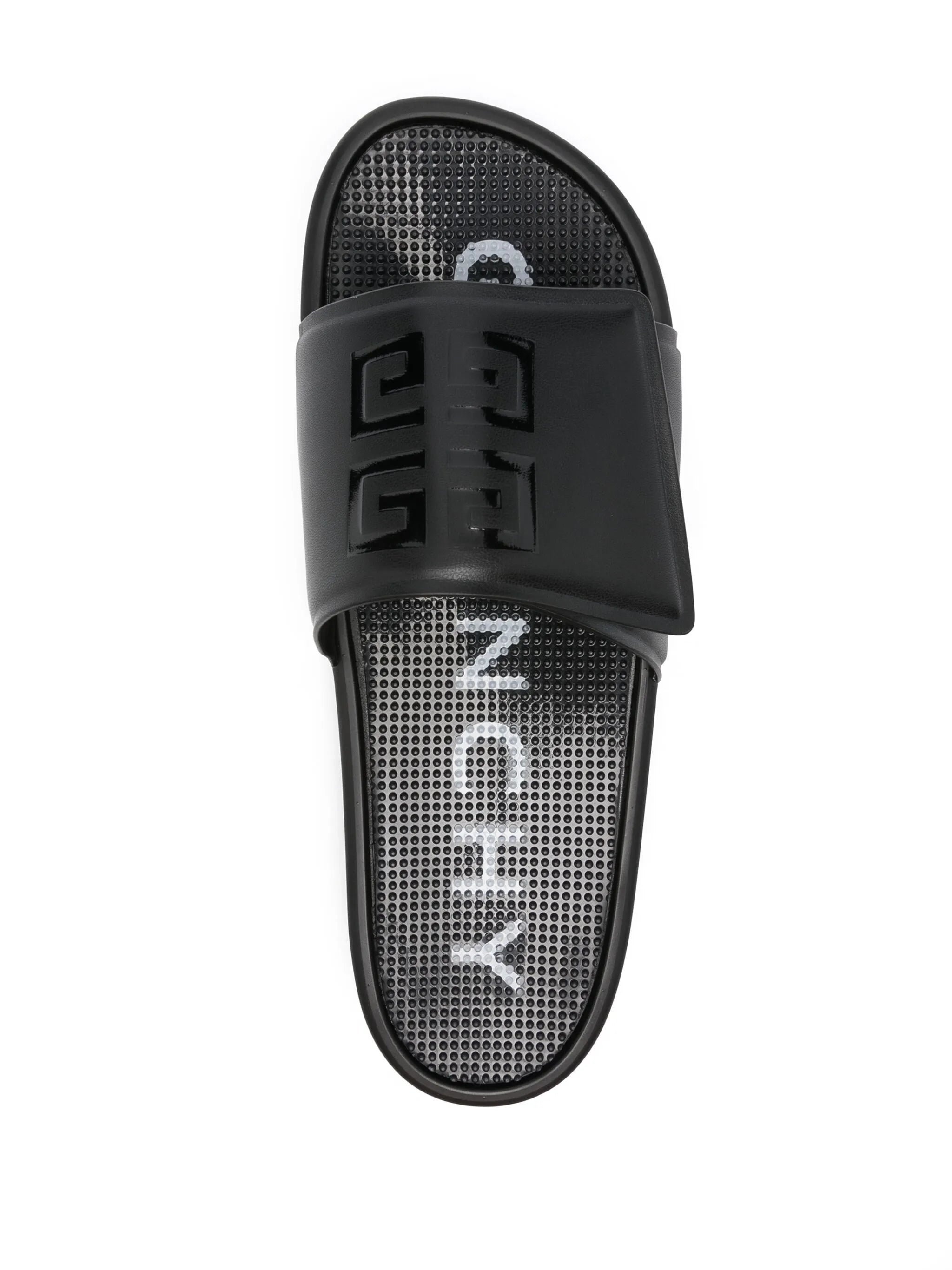 slide flat sandals in synthetic leather