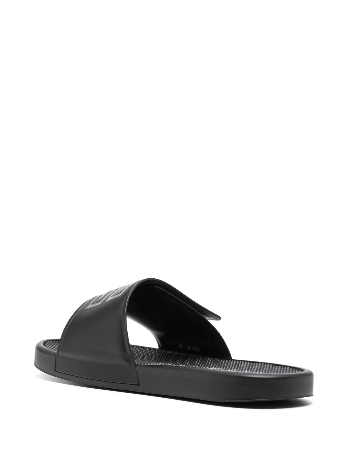 slide flat sandals in synthetic leather