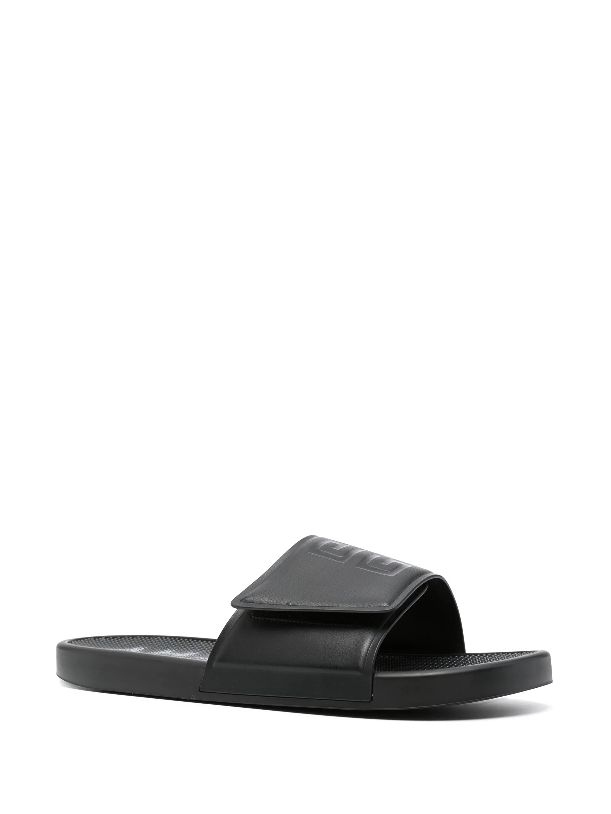 slide flat sandals in synthetic leather