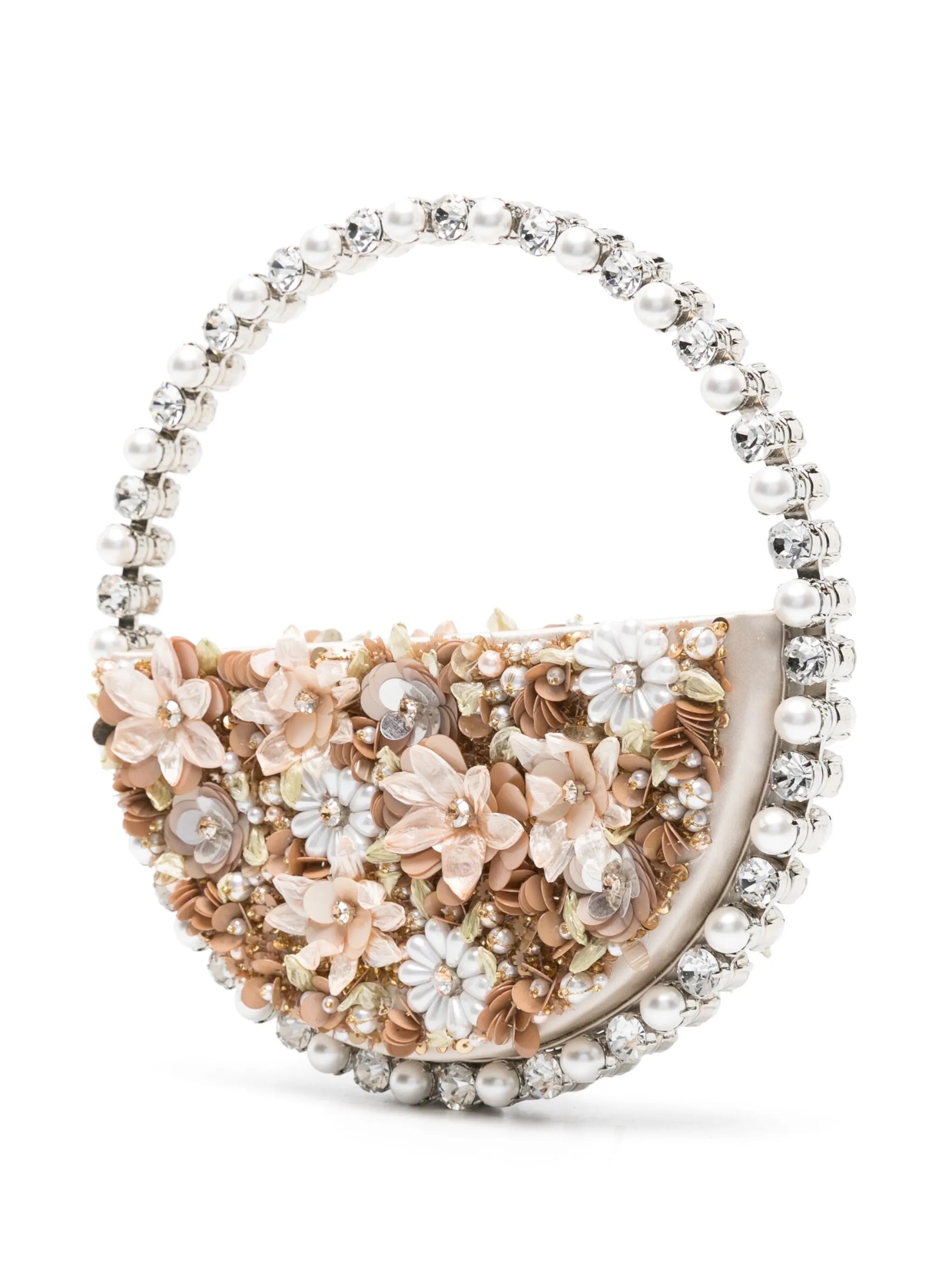 Eternity floral-appliqué clutch bag