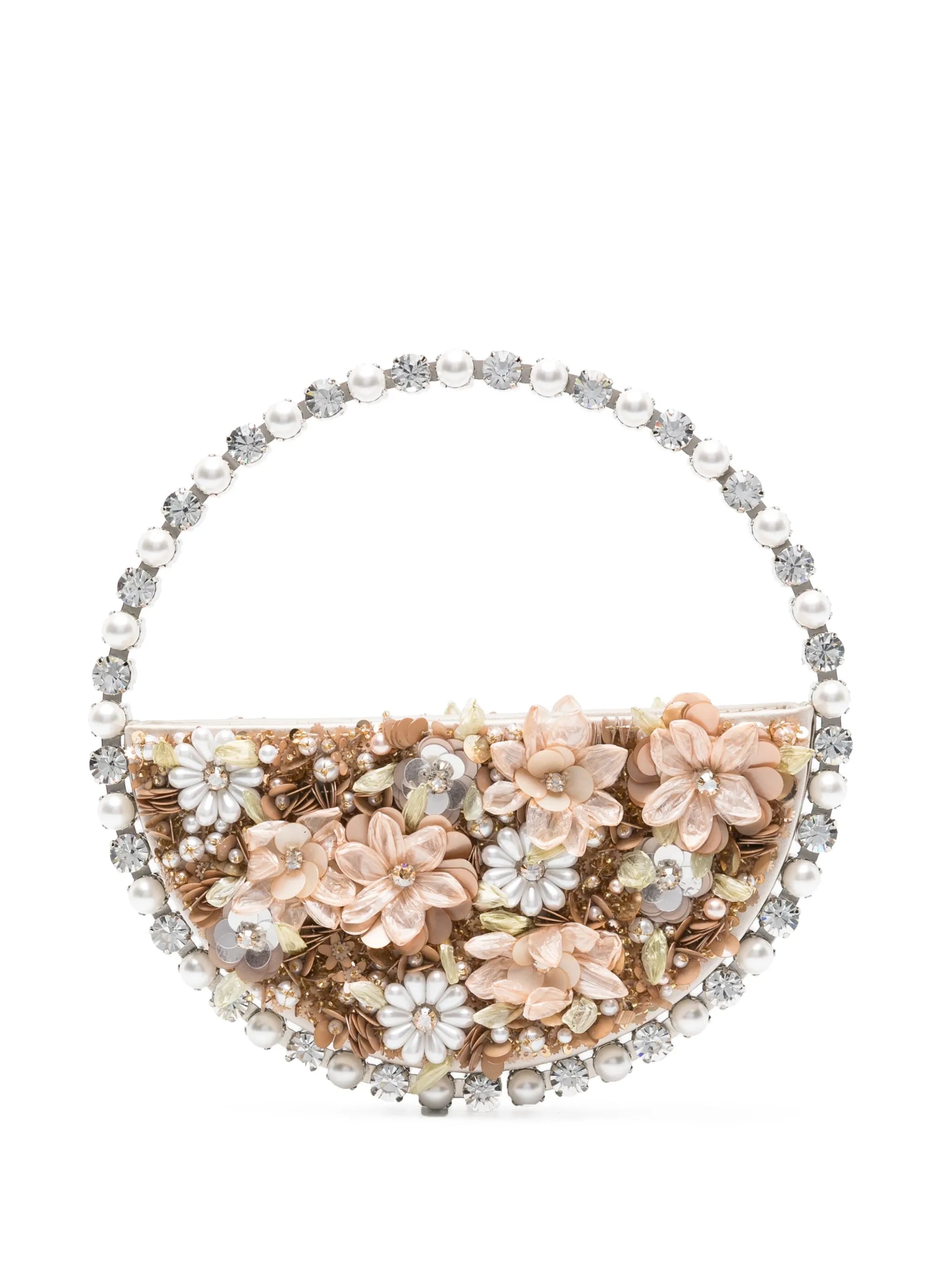 Eternity floral-appliqué clutch bag