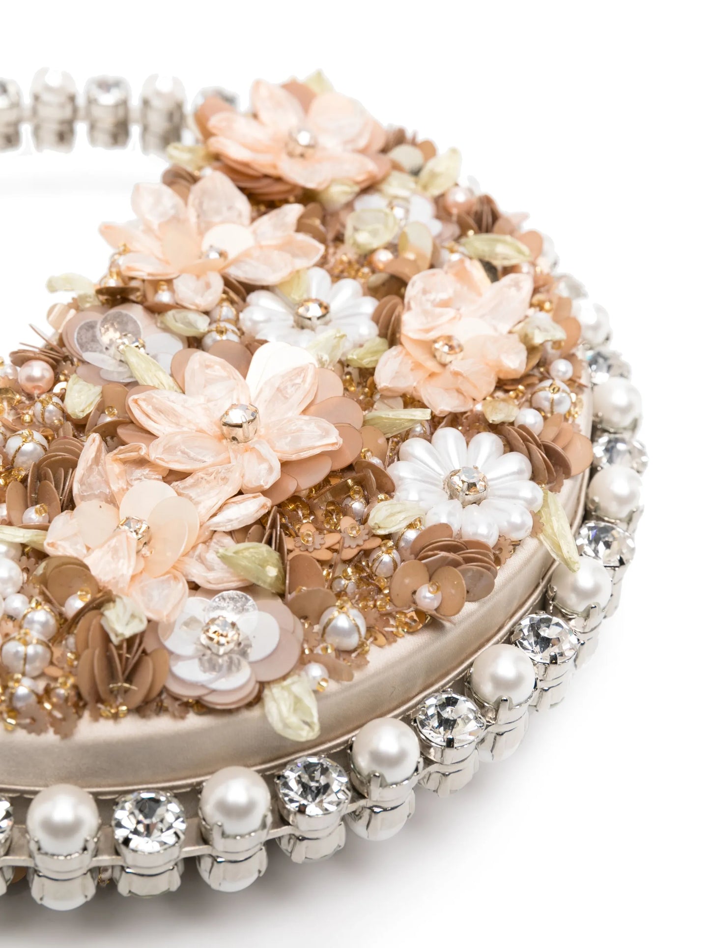 Eternity floral-appliqué clutch bag