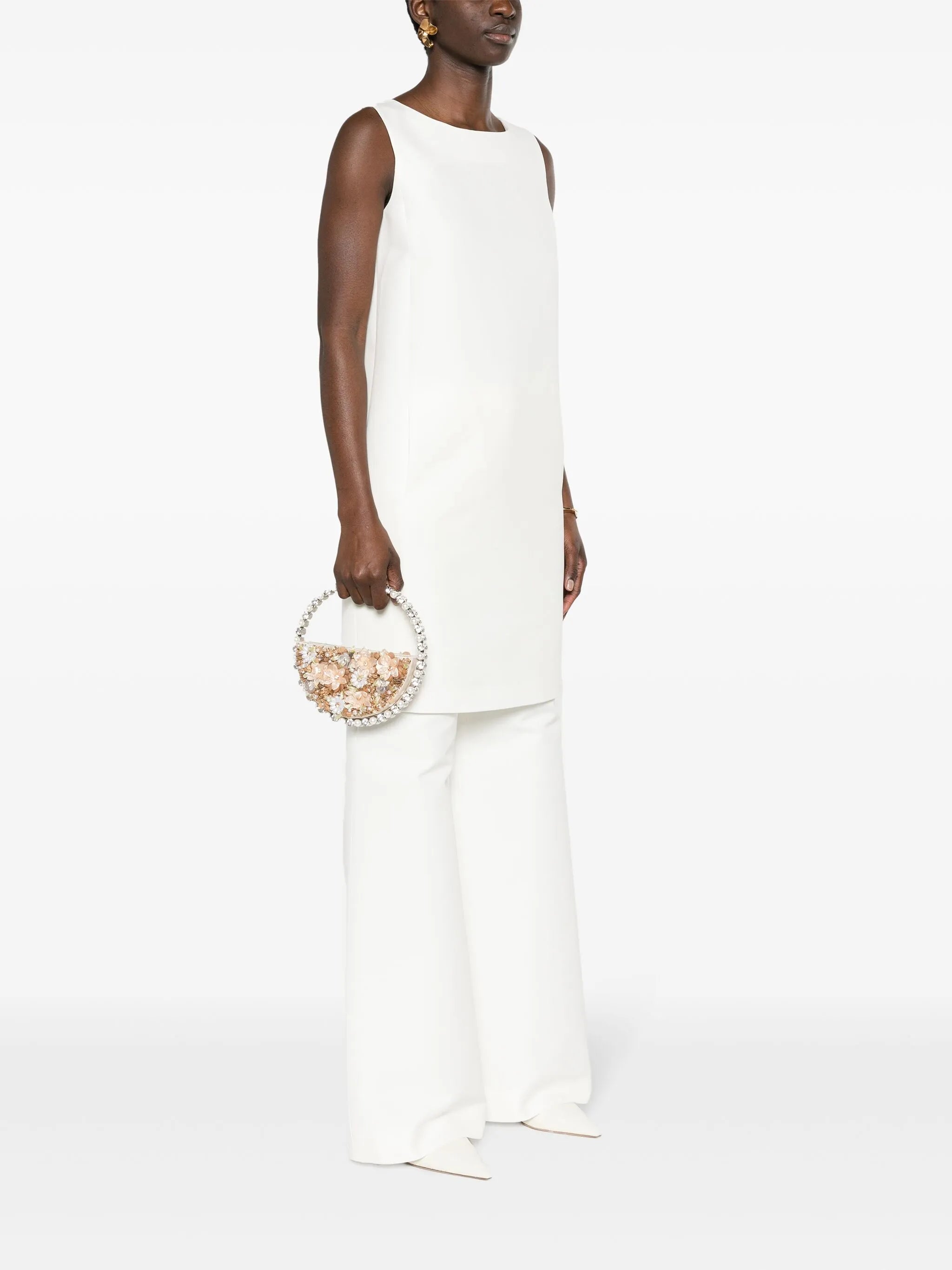 Eternity floral-appliqué clutch bag