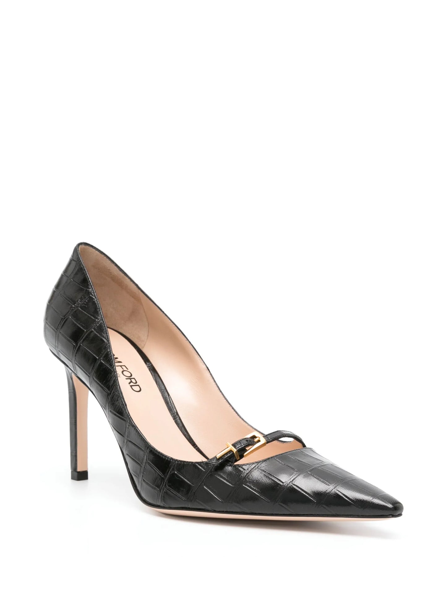 Angelina 85mm crocodile-effect pumps