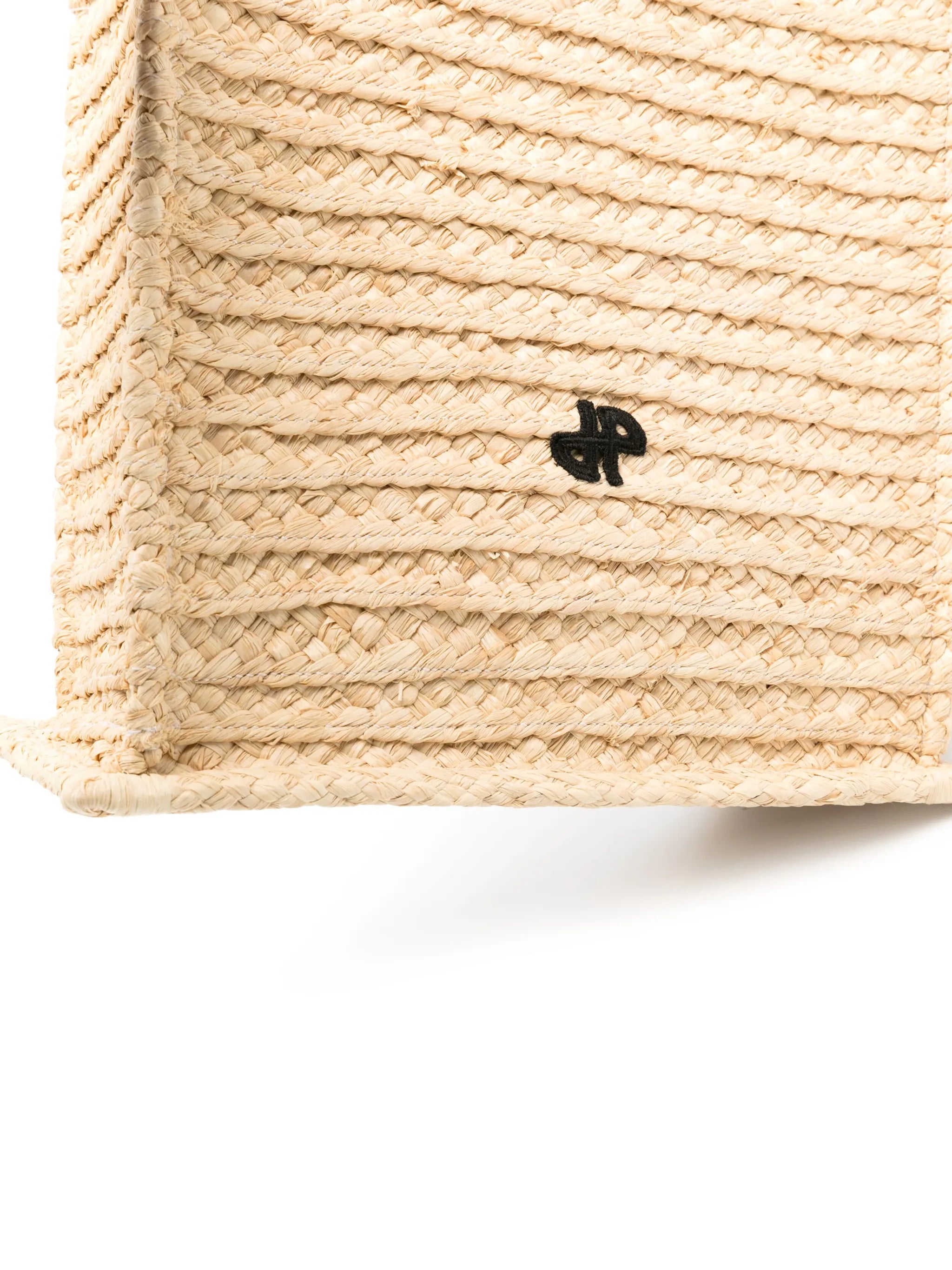 Vertical JP raffia tote bag