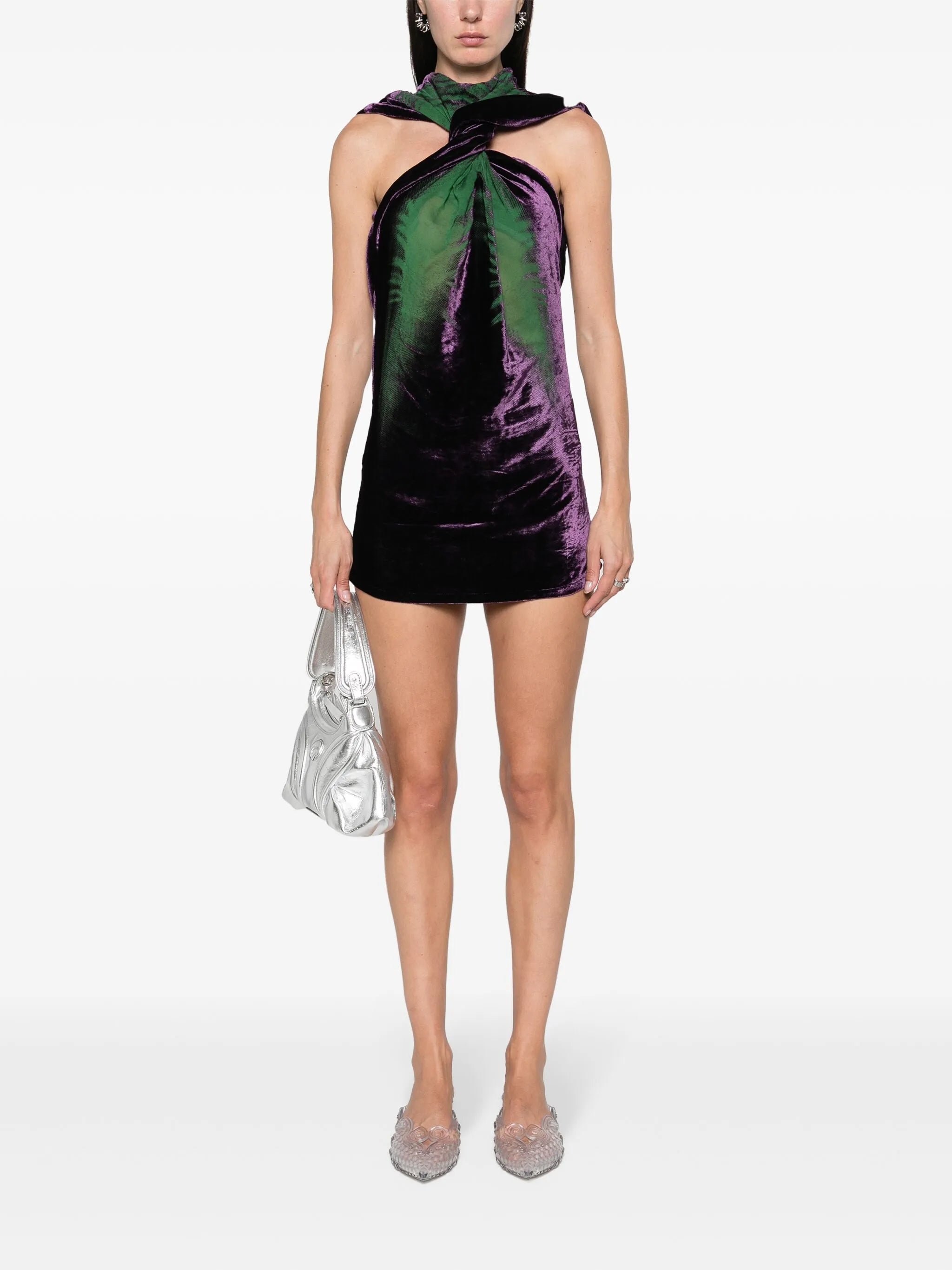 Whisker velvet minidress