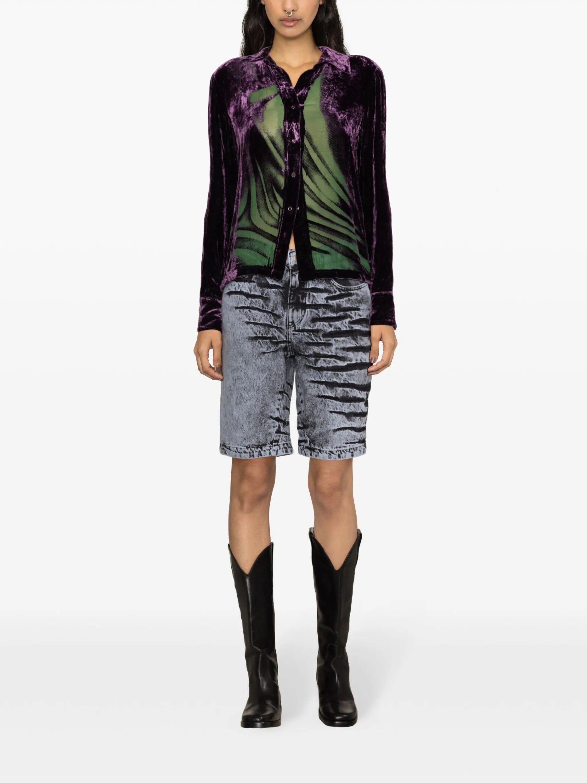 semi-sheer velvet shirt