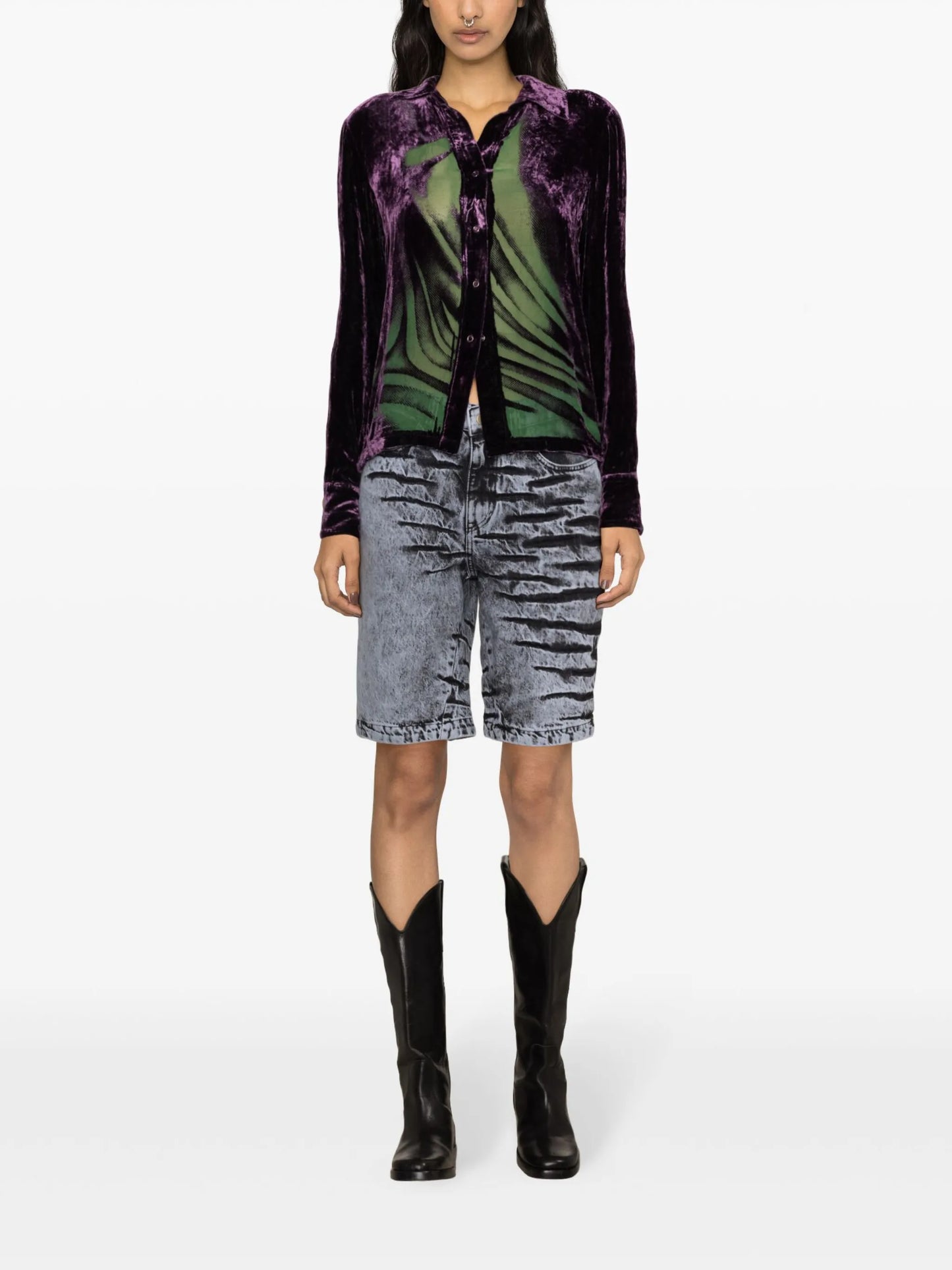 semi-sheer velvet shirt