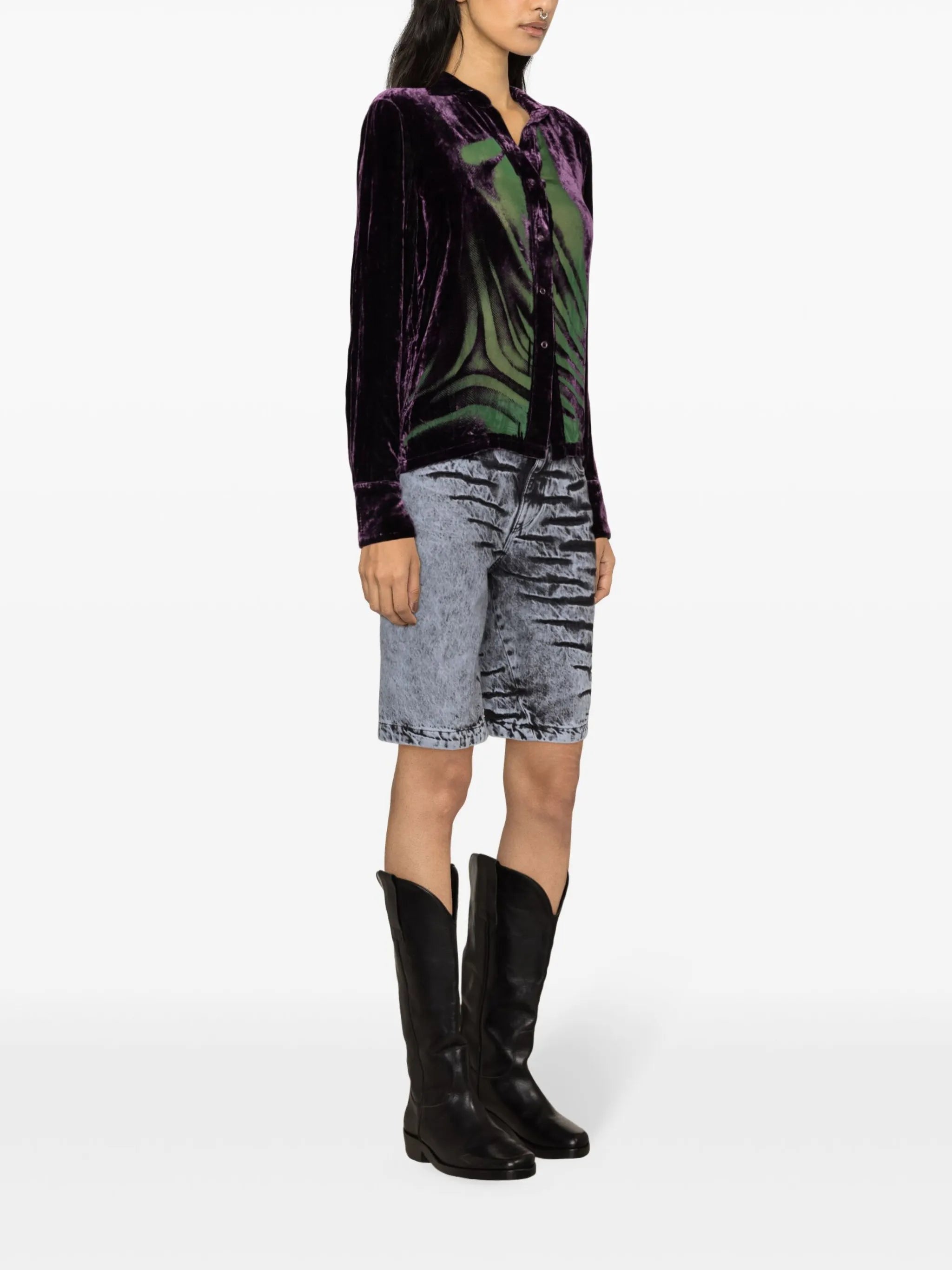 semi-sheer velvet shirt