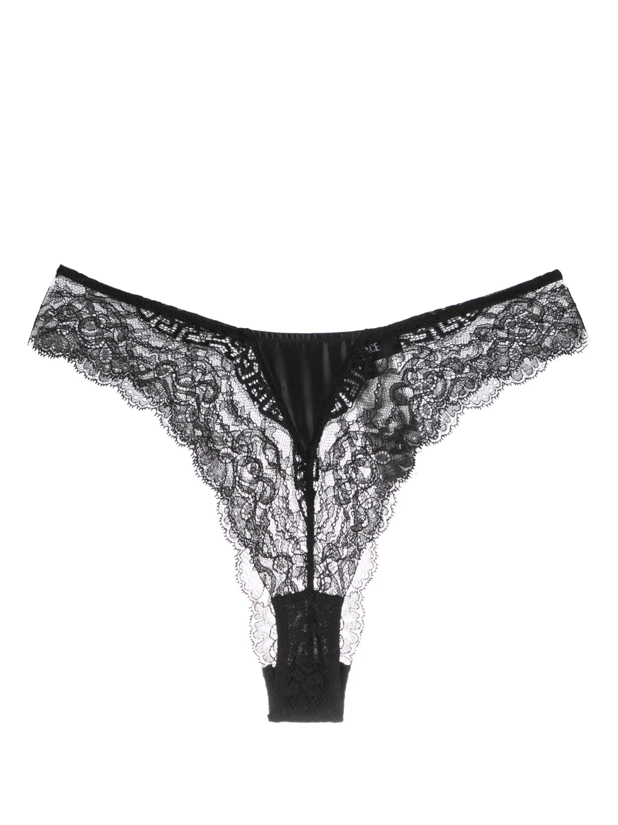 high-cut lace-panelled thongs