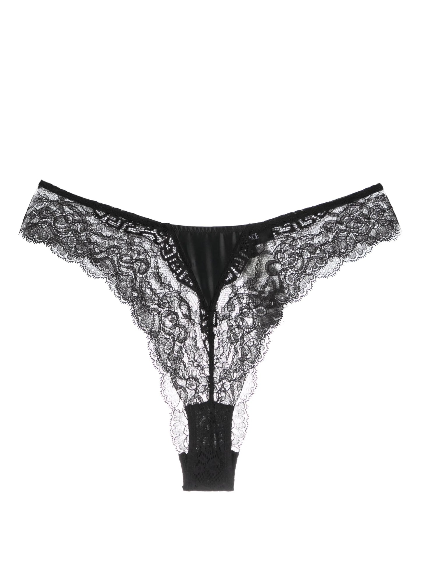 high-cut lace-panelled thongs