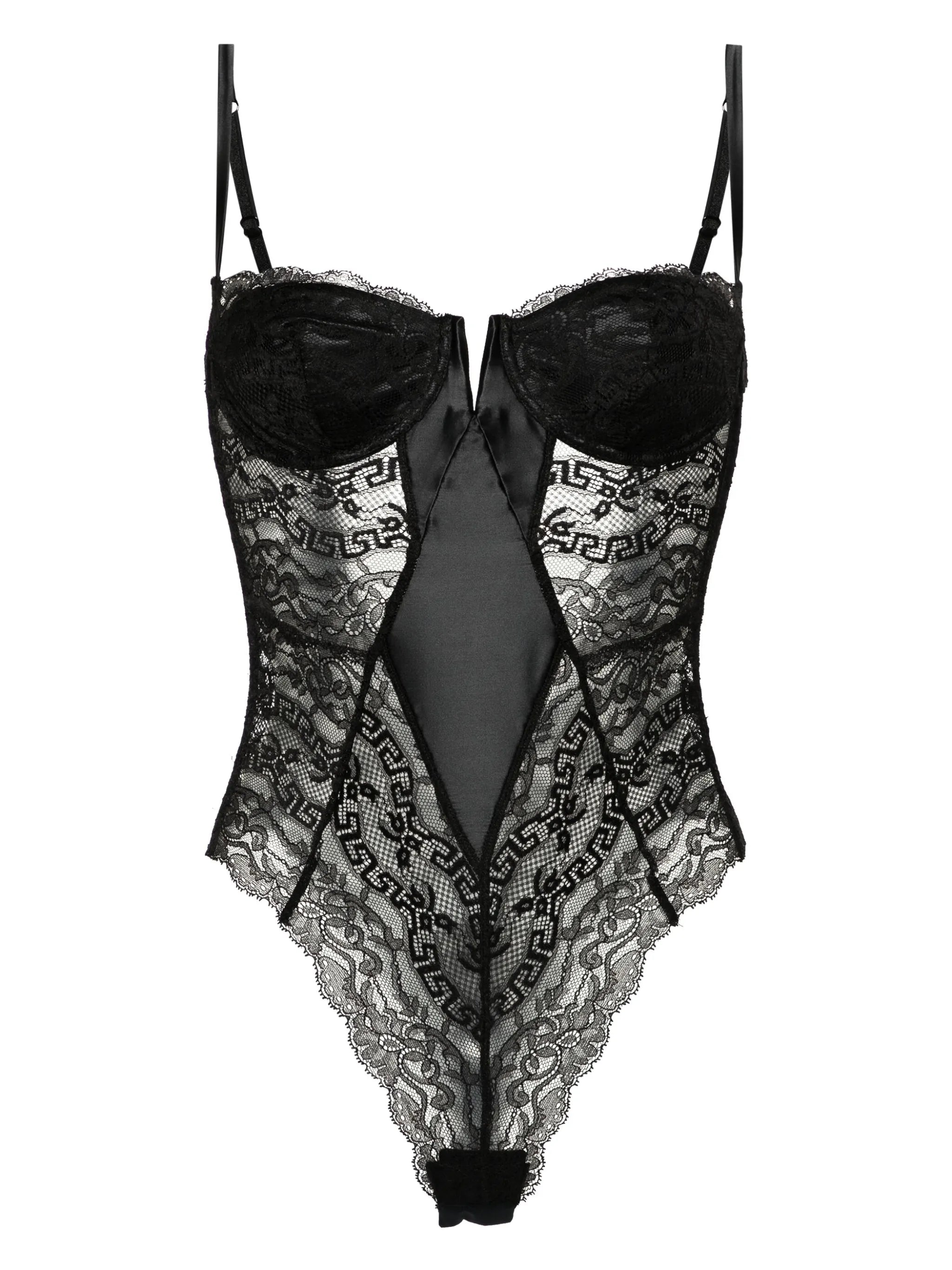 wired-cup sheer lace bodysuit