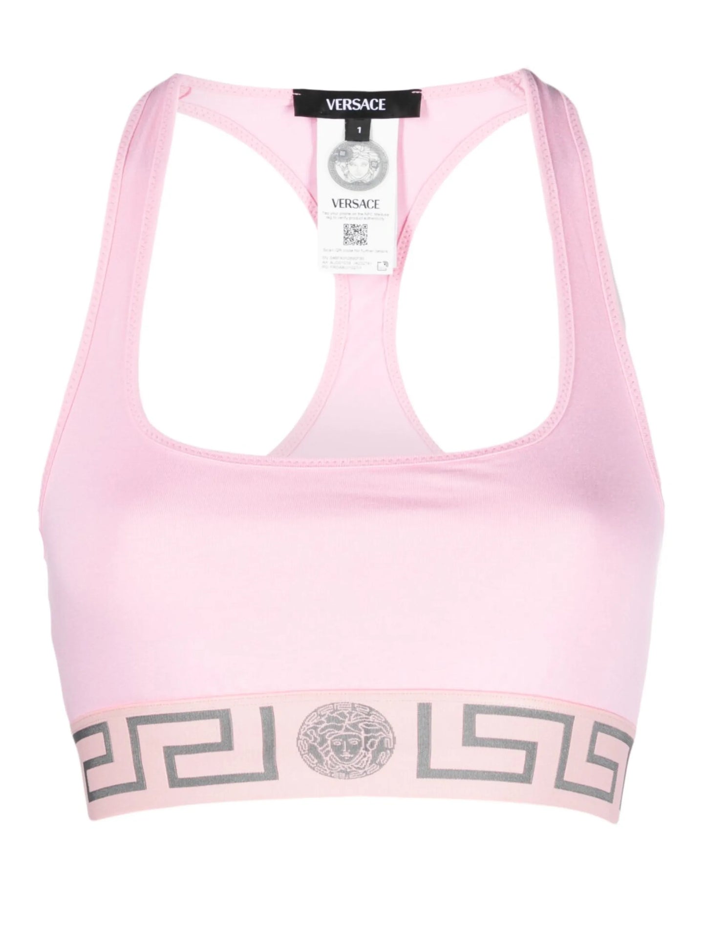 Greca-detailed scoop-neck bra