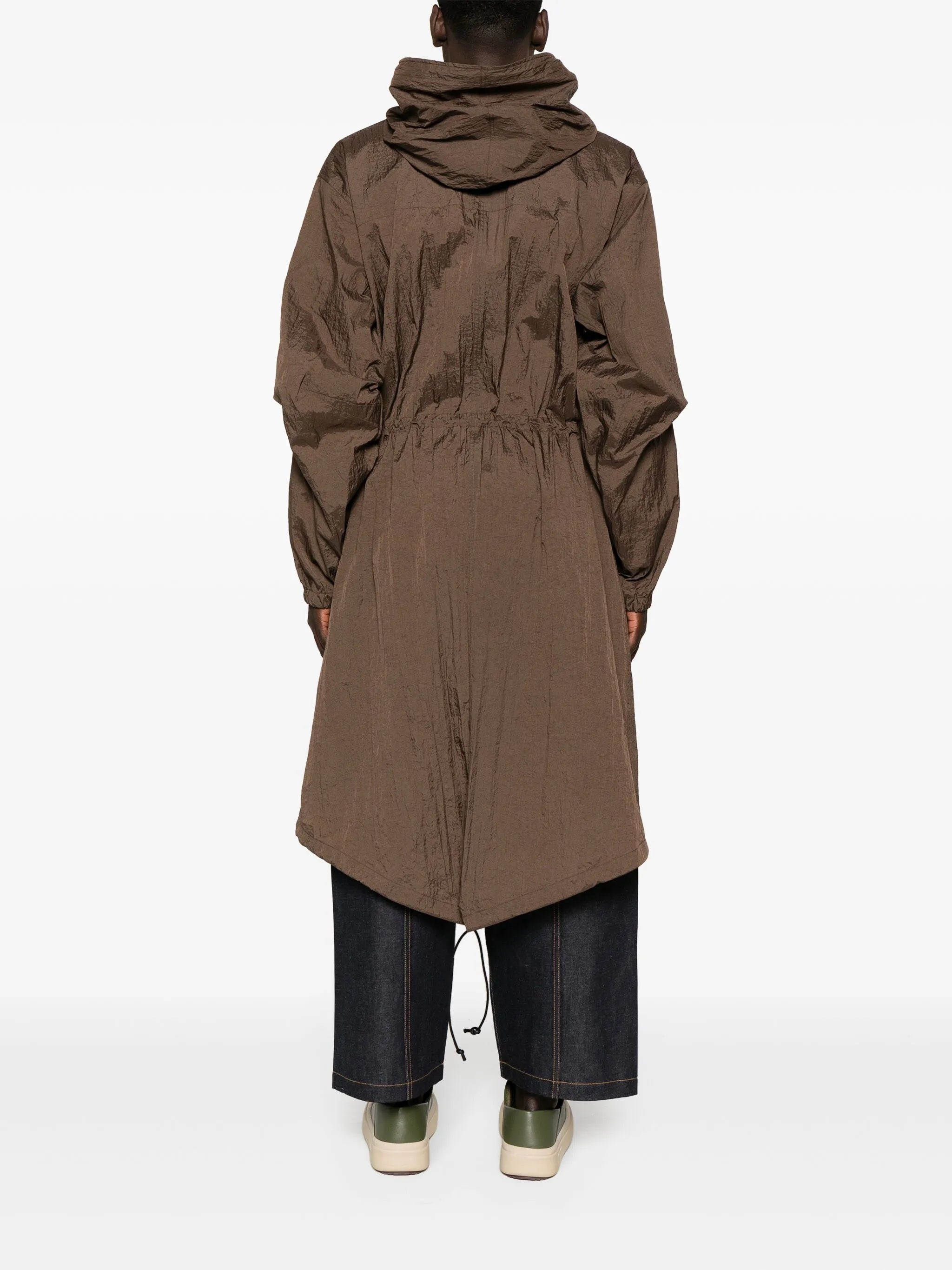crinkled hooded parka coat