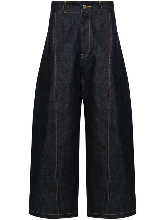seam-detail wide-leg jeans