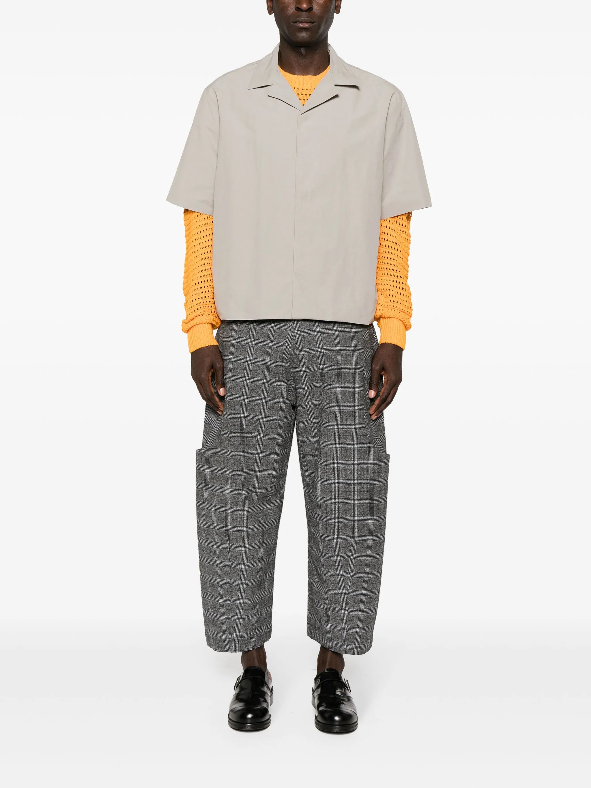 Malay mid-rise wide-leg trousers