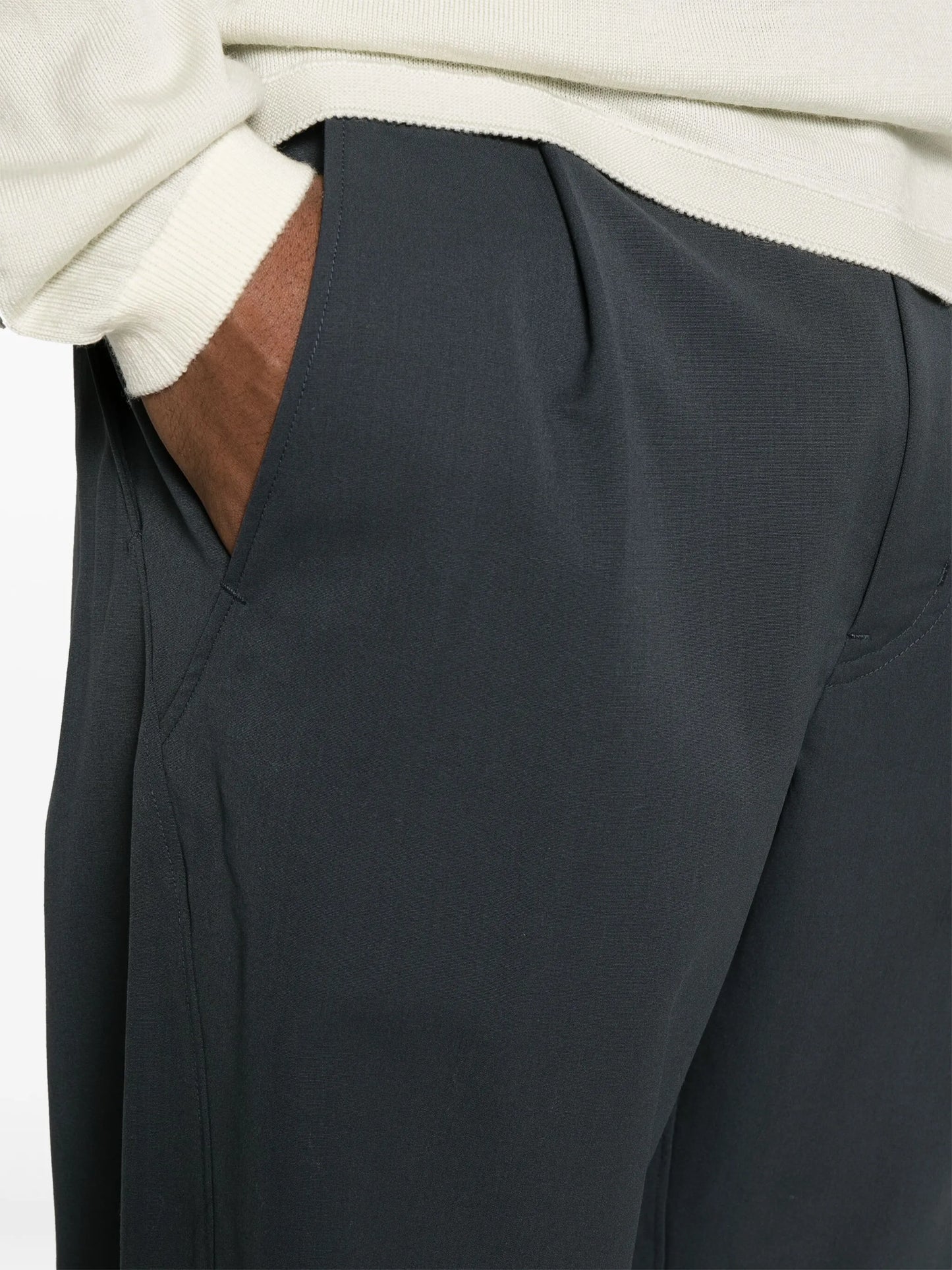 straight-leg wool trousers