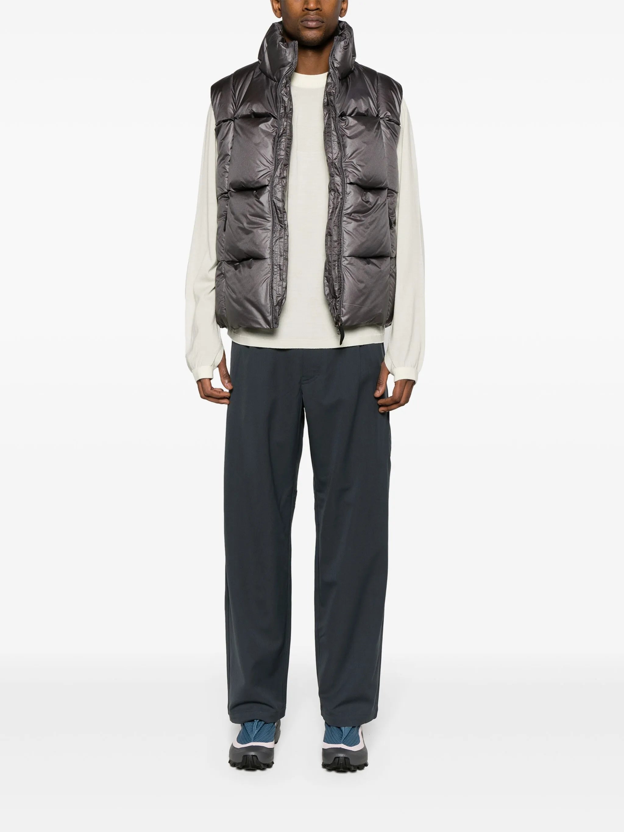 straight-leg wool trousers