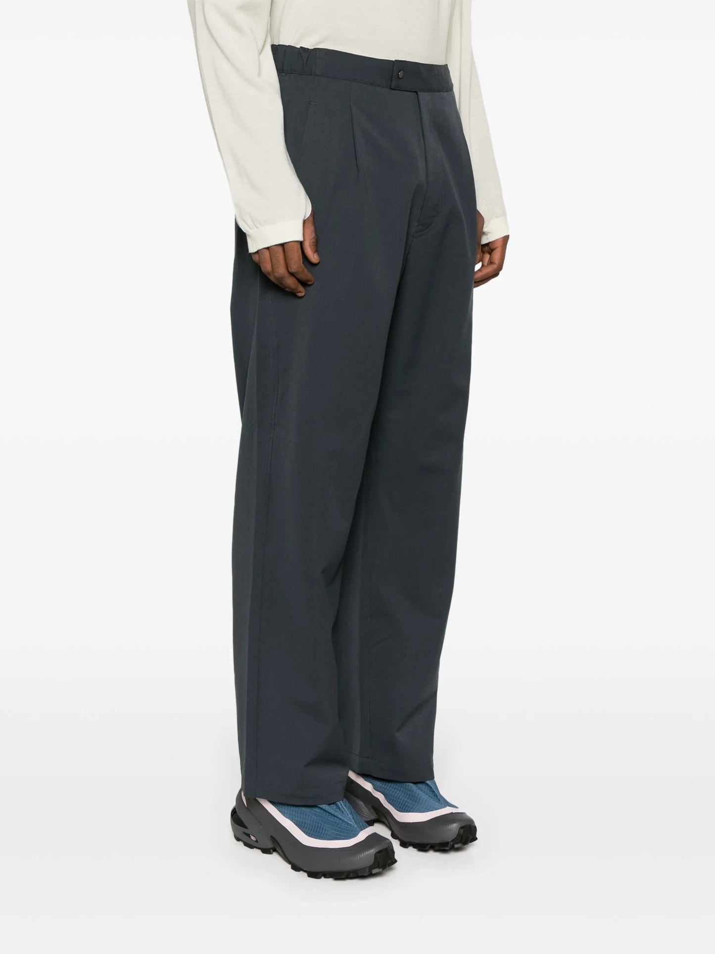 straight-leg wool trousers