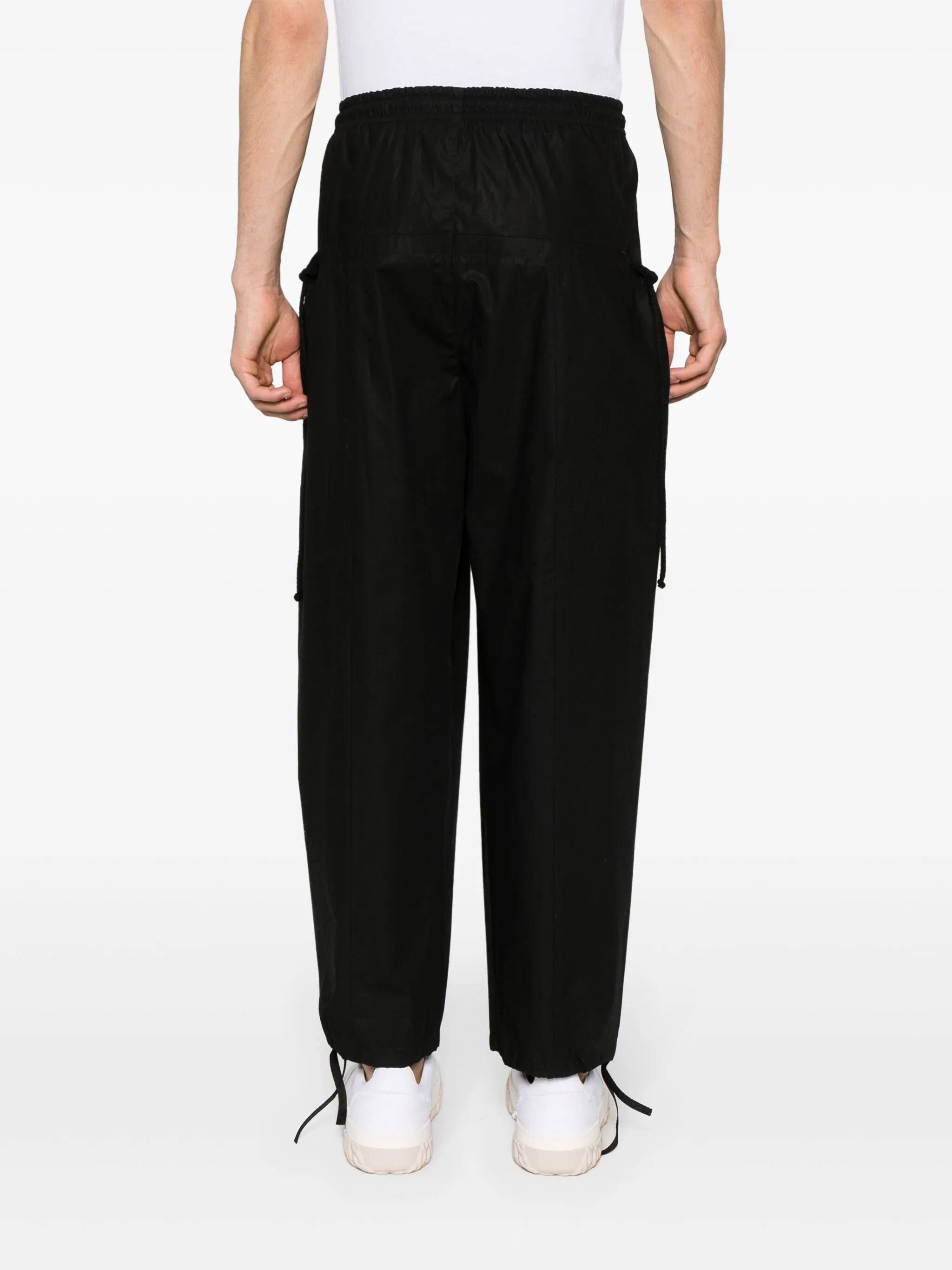drawstring-waist wide-leg trousers