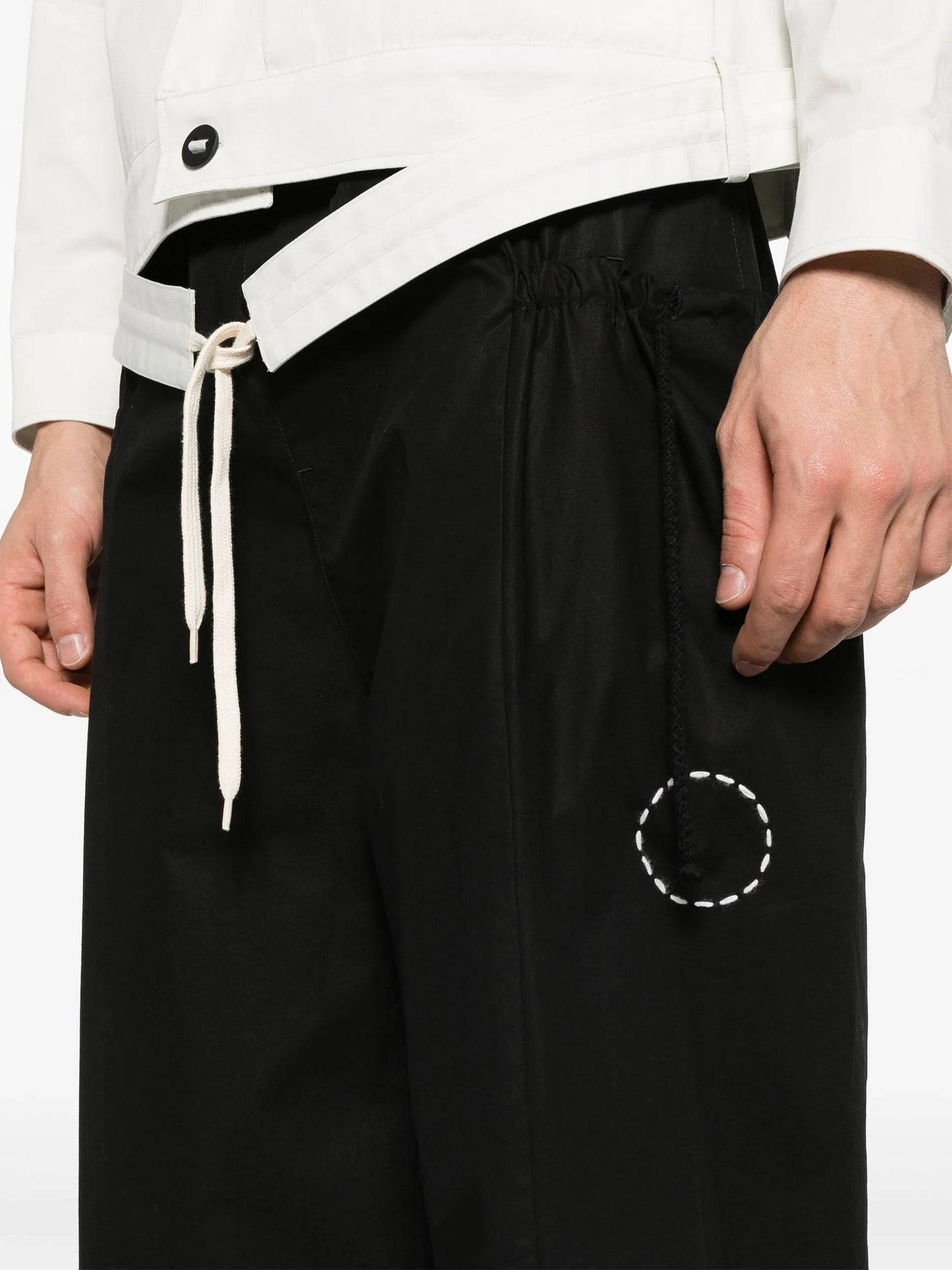 drawstring-waist wide-leg trousers
