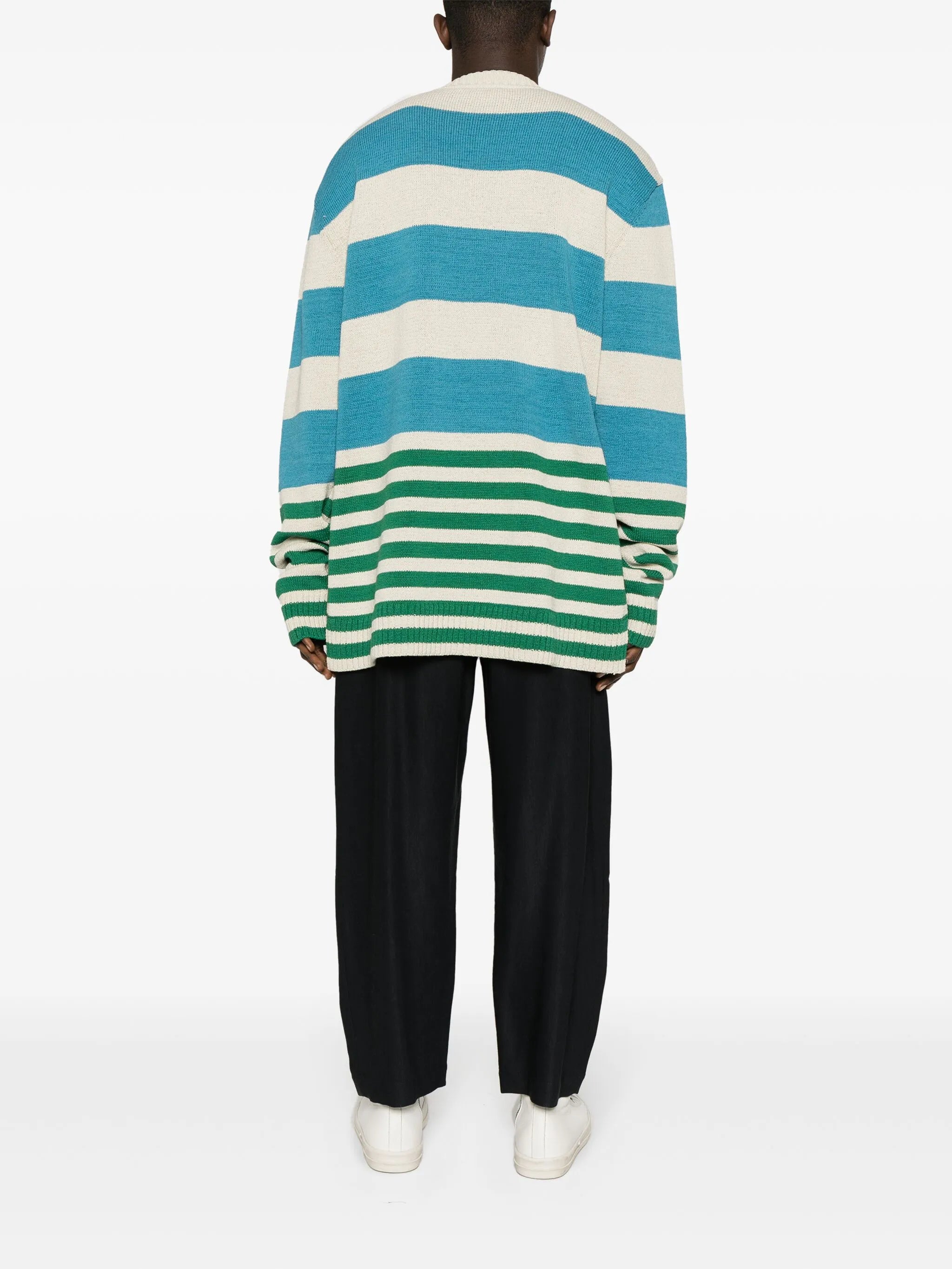 zip-up striped jumper
