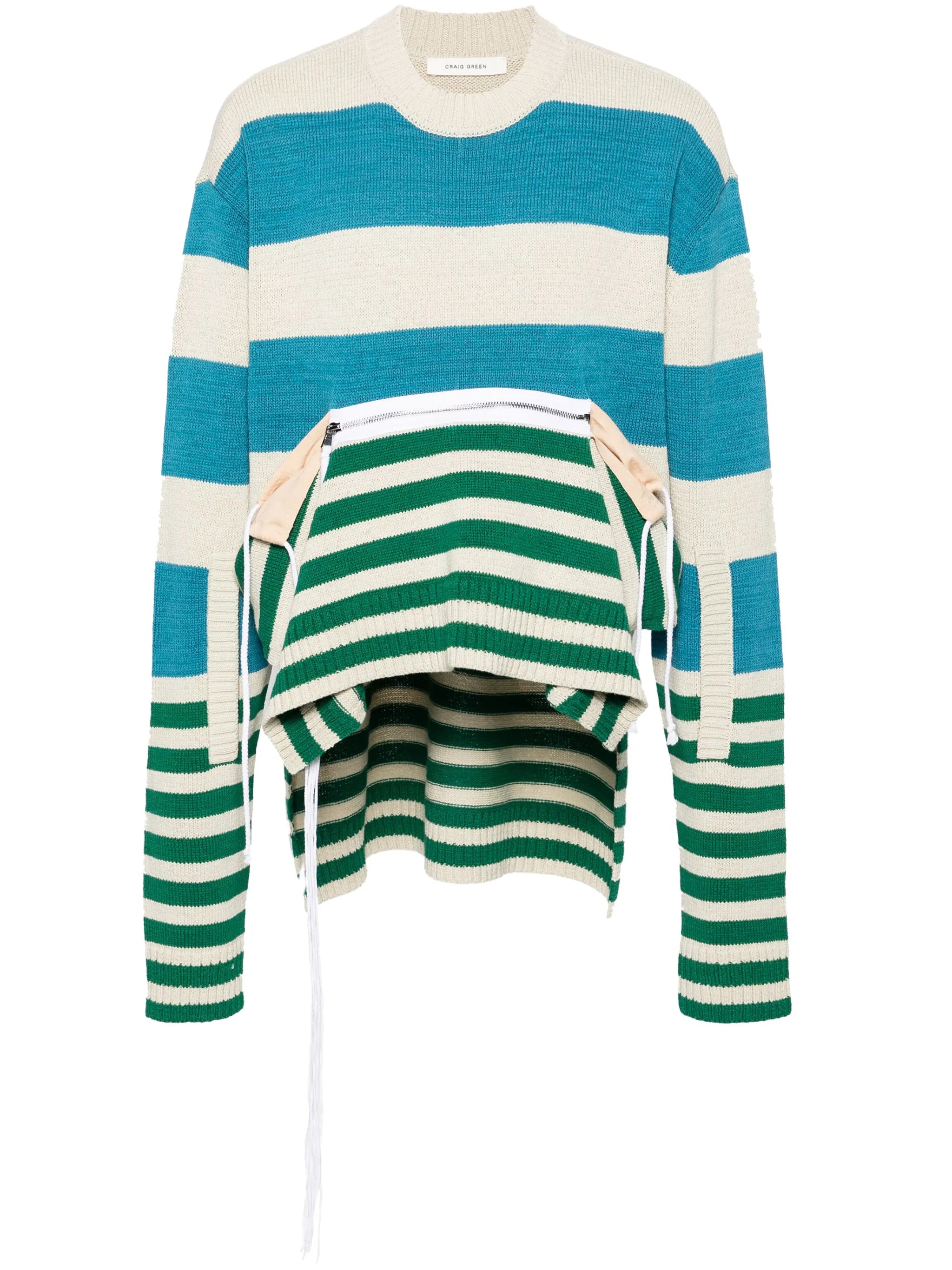 zip-up striped jumper