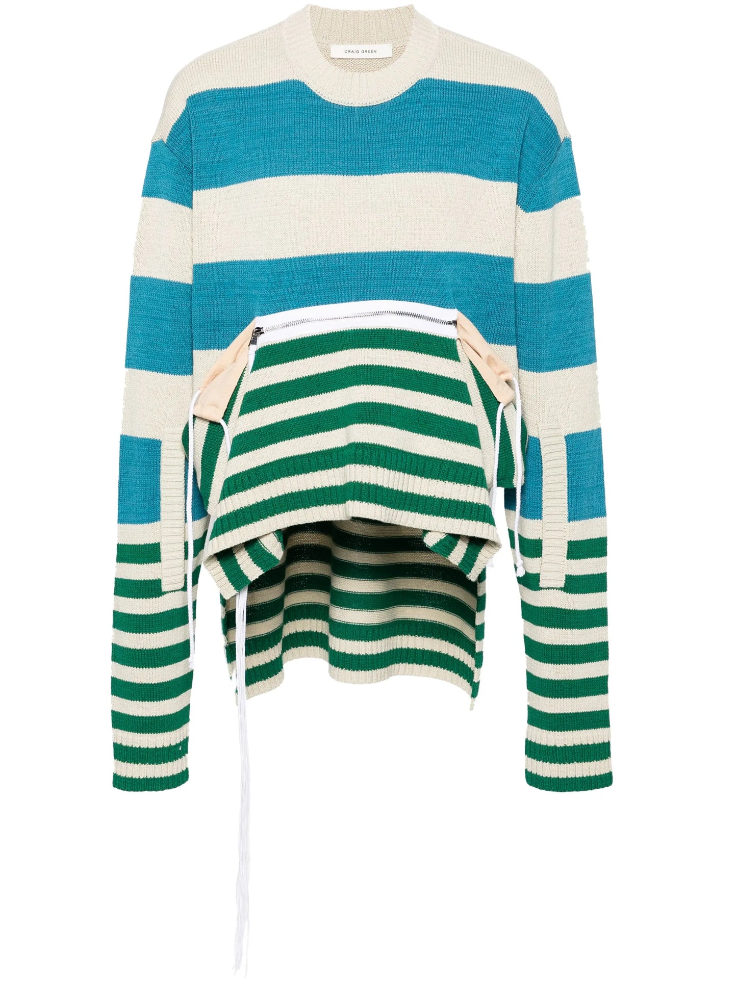 zip-up striped jumper