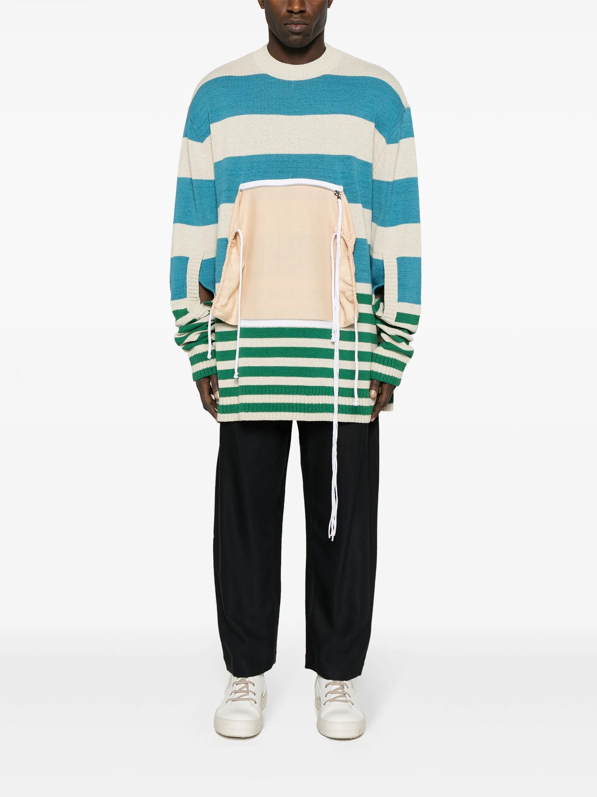 zip-up striped jumper