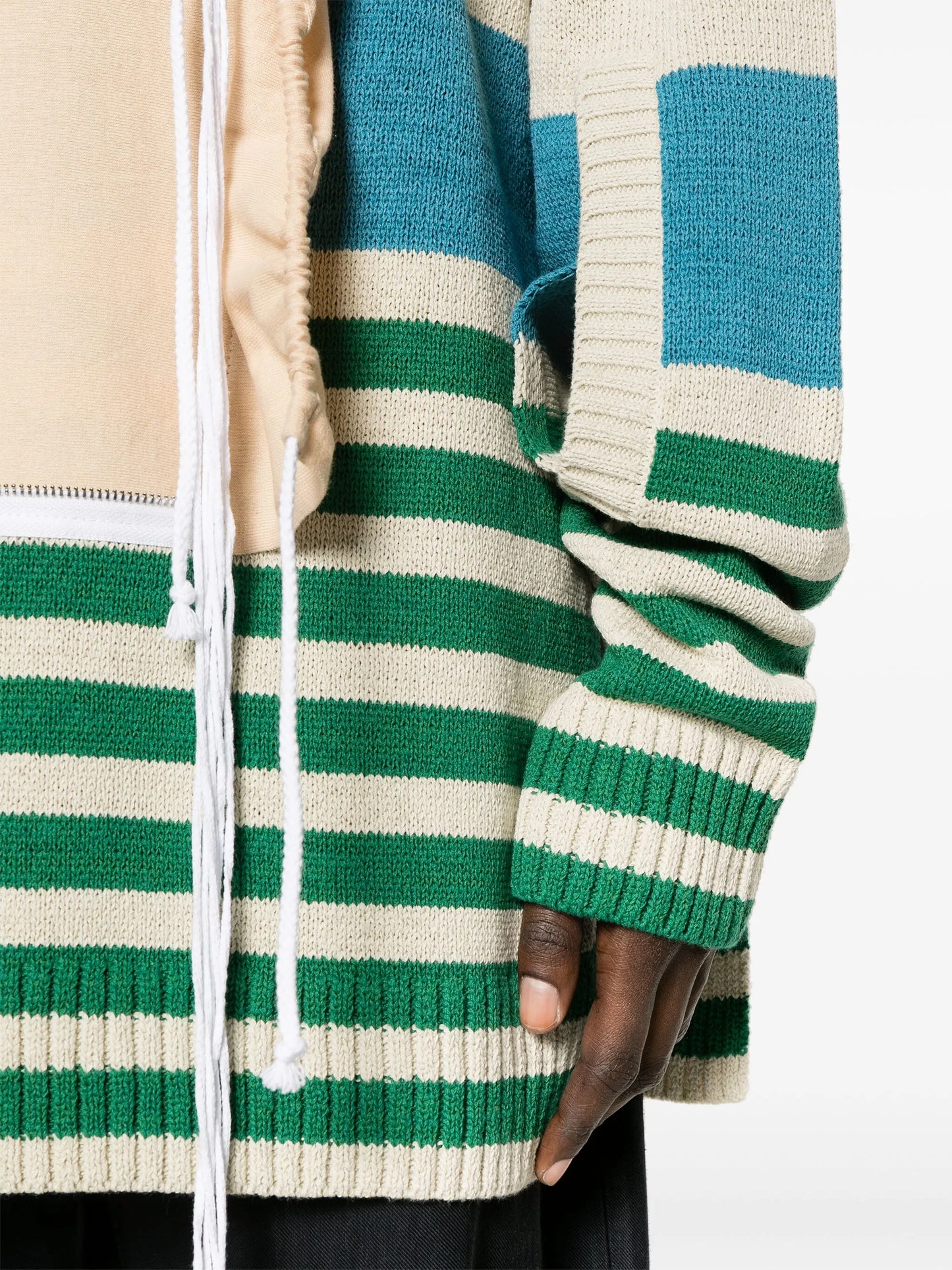 zip-up striped jumper