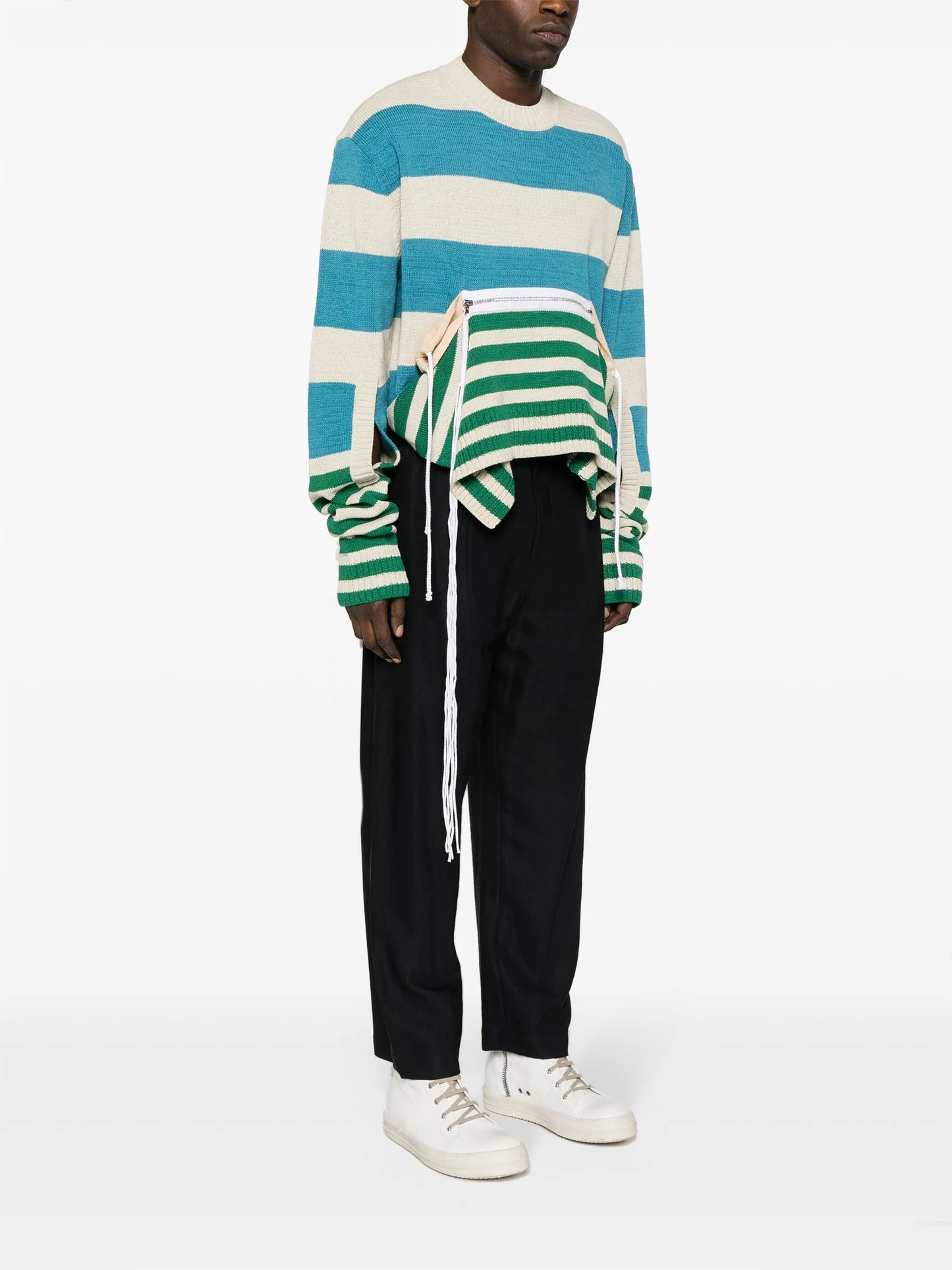 zip-up striped jumper