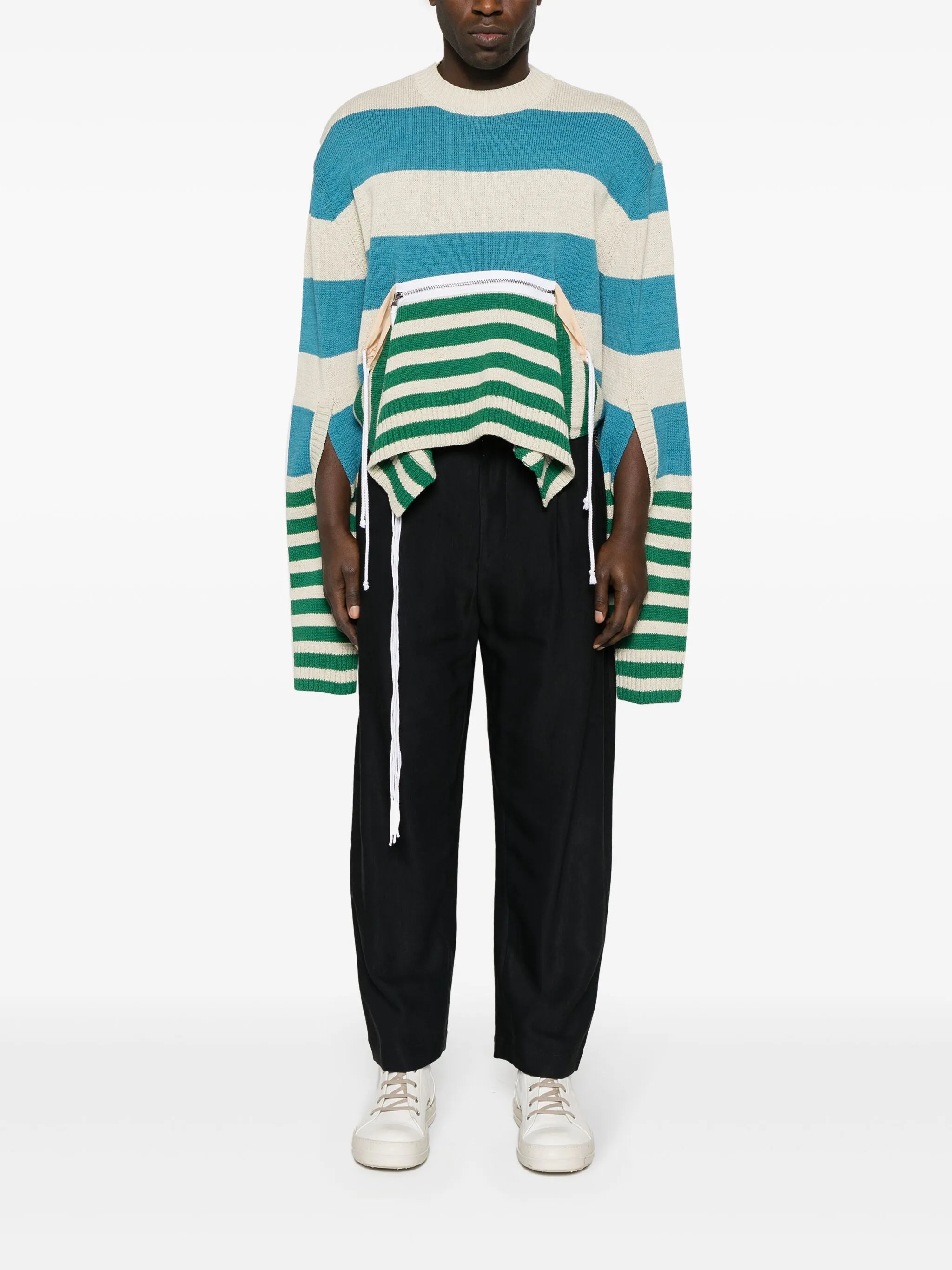 zip-up striped jumper