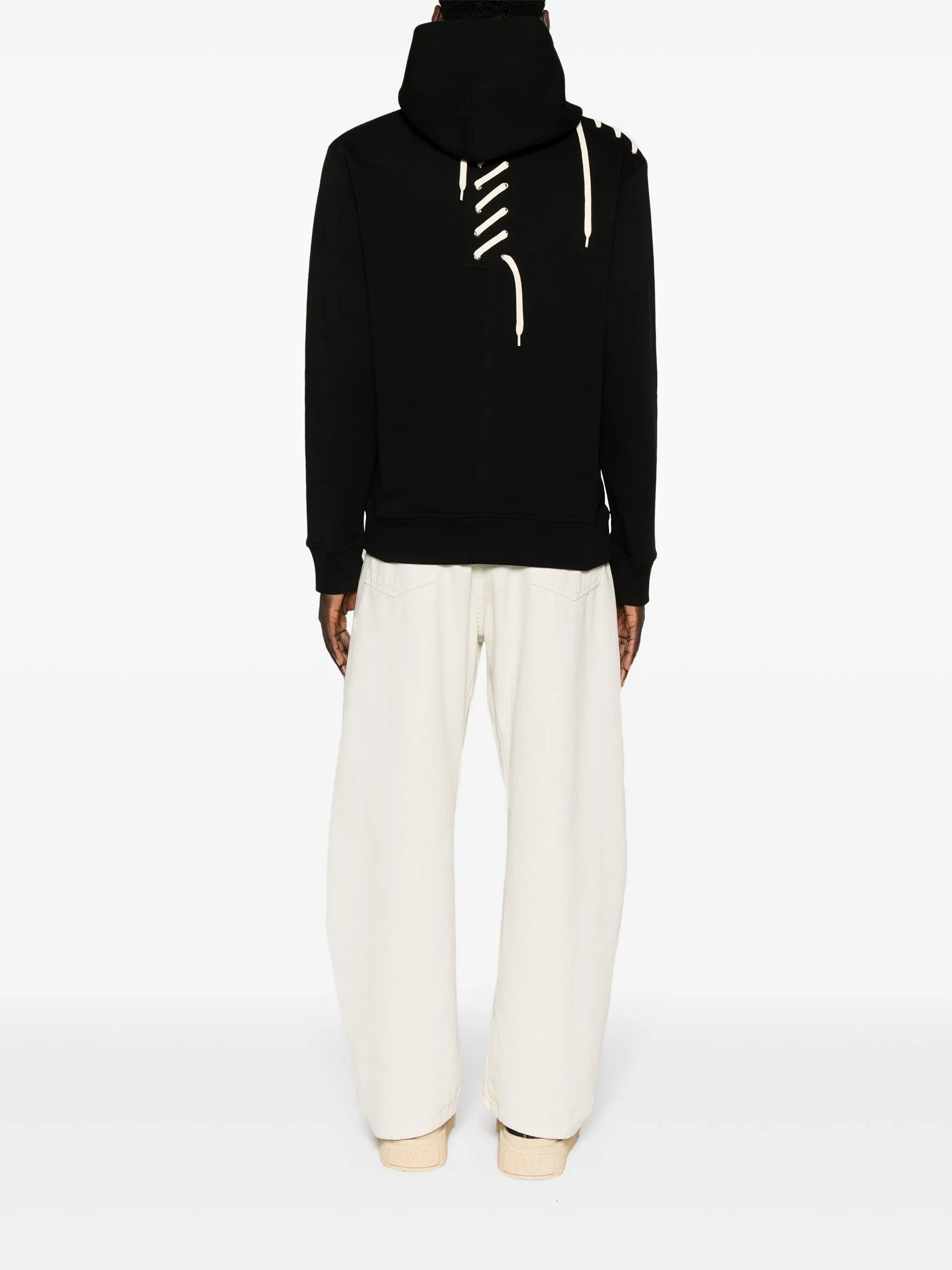 laced-up cotton hoodie