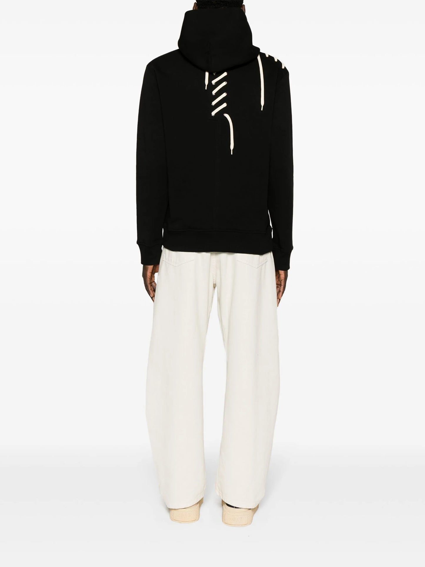 laced-up cotton hoodie