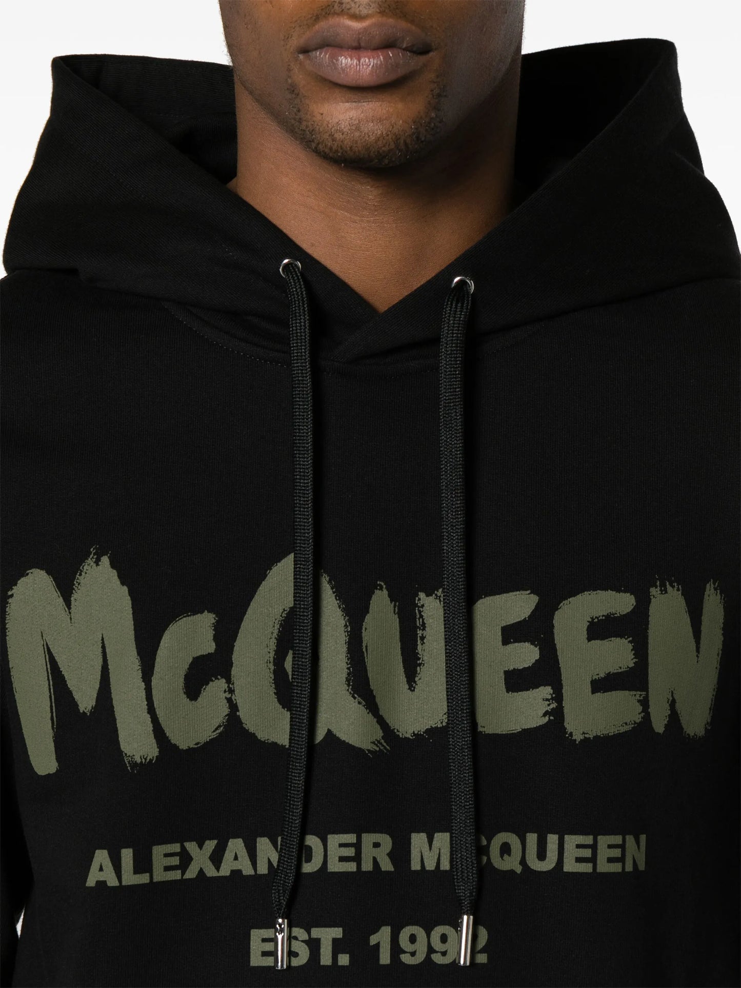 Graffiti logo-print cotton hoodie