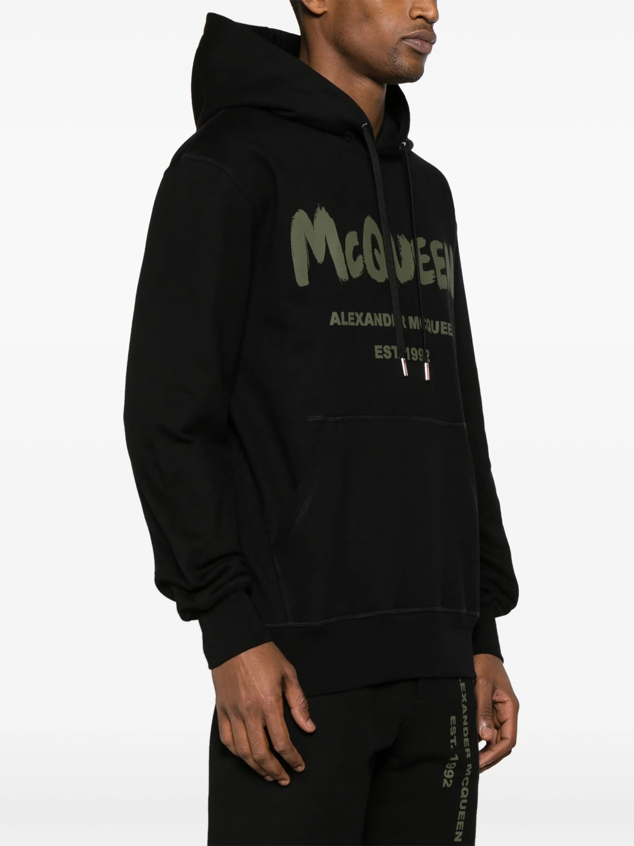 Graffiti logo-print cotton hoodie