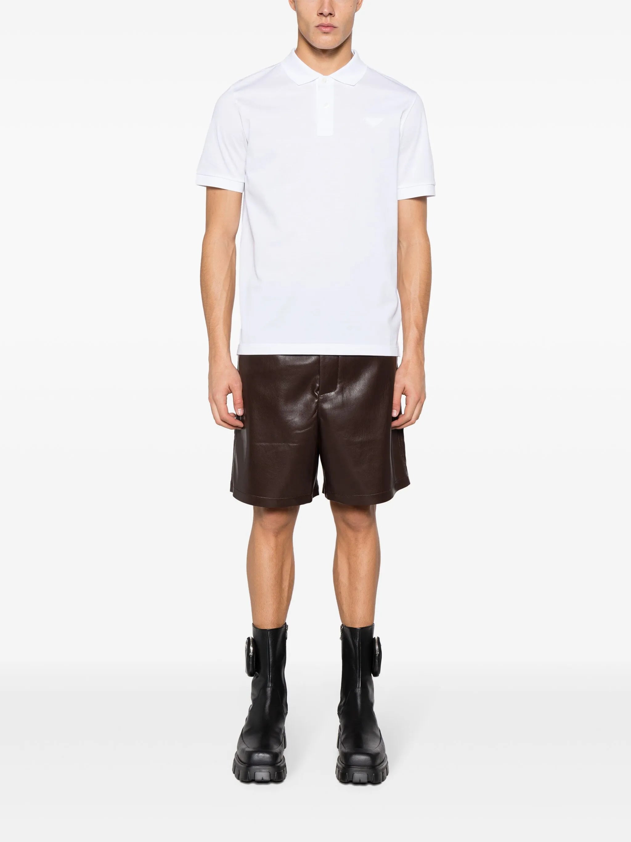 triangle-logo cotton polo shirt