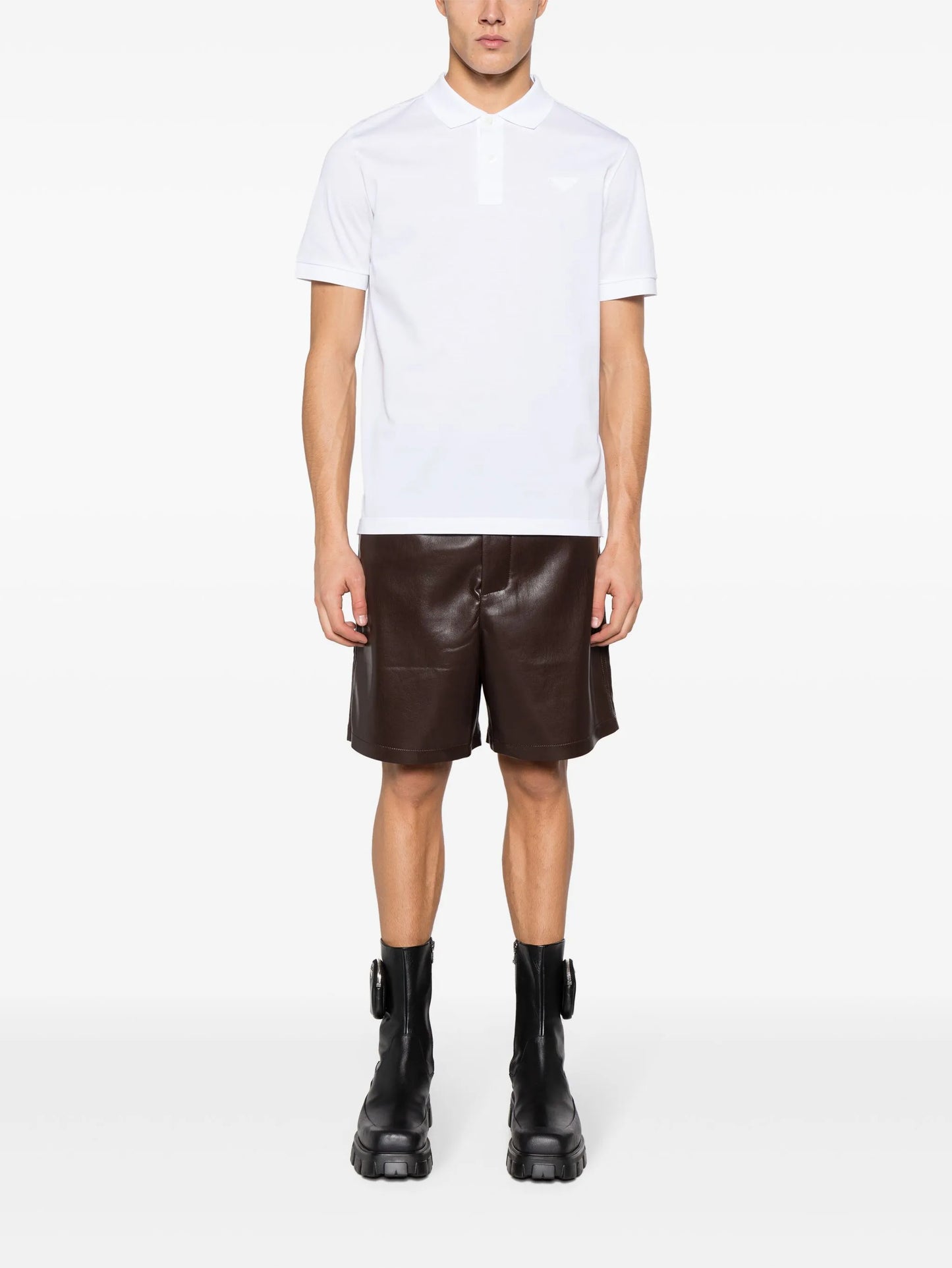 triangle-logo cotton polo shirt